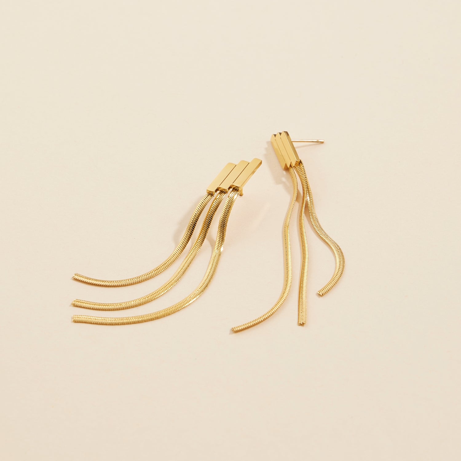 Gold-Dipped Stainless Steel Fringed Earrings - Frem