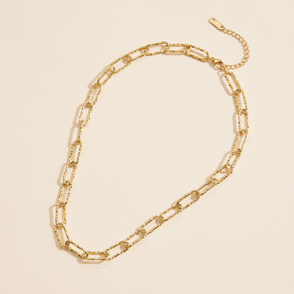 Gold-Dipped Chain Link Stainless Steel Short Necklace