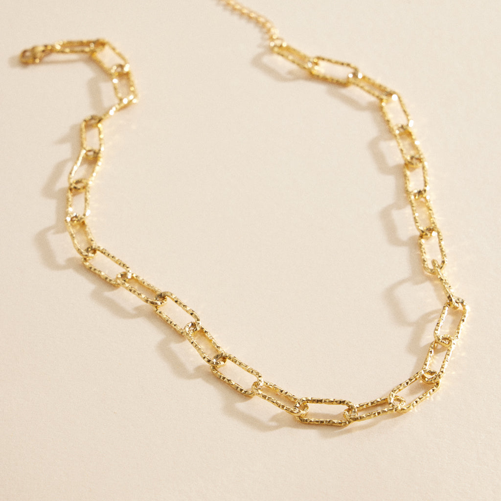 Gold-Dipped Chain Link Stainless Steel Short Necklace