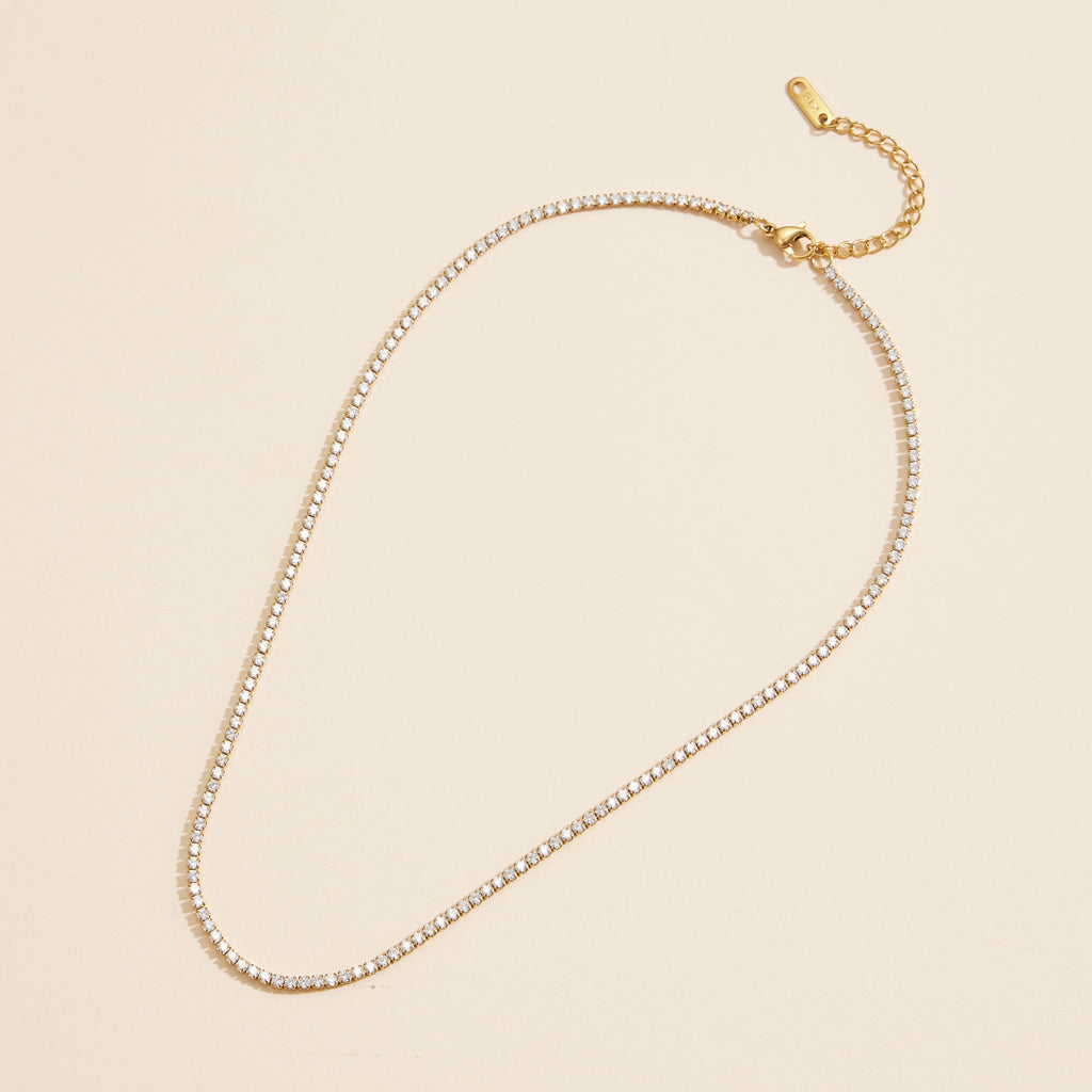 Gold-Dipped Rhinestone Stainless Steel Necklace - Frem