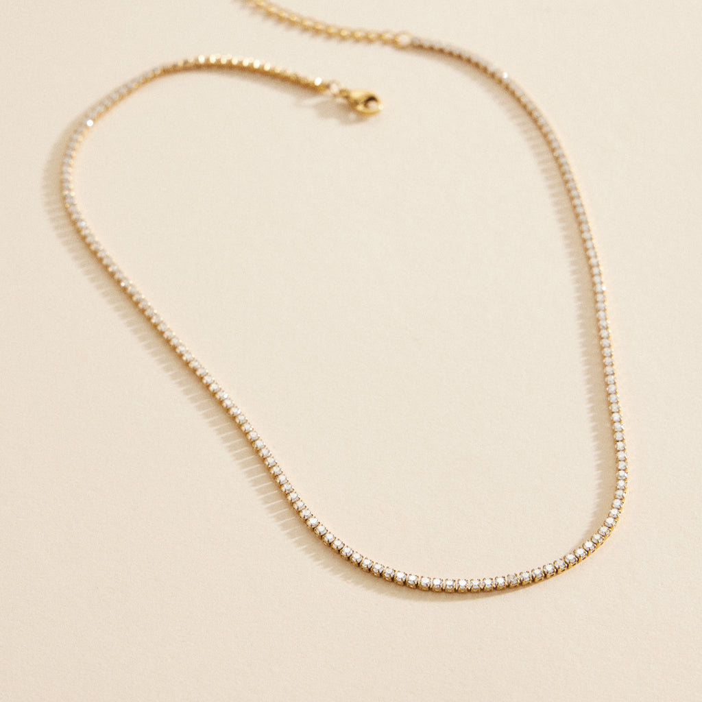 Gold-Dipped Rhinestone Stainless Steel Necklace - Frem