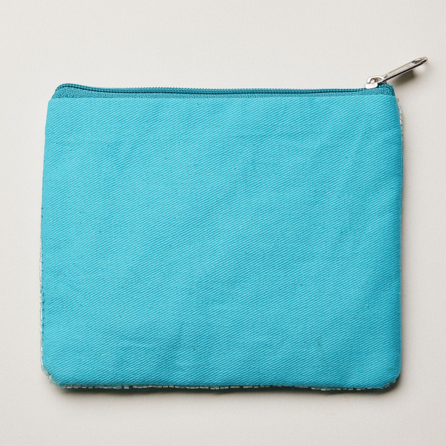 Beaded Sequin Starfish Pouch — Aqua