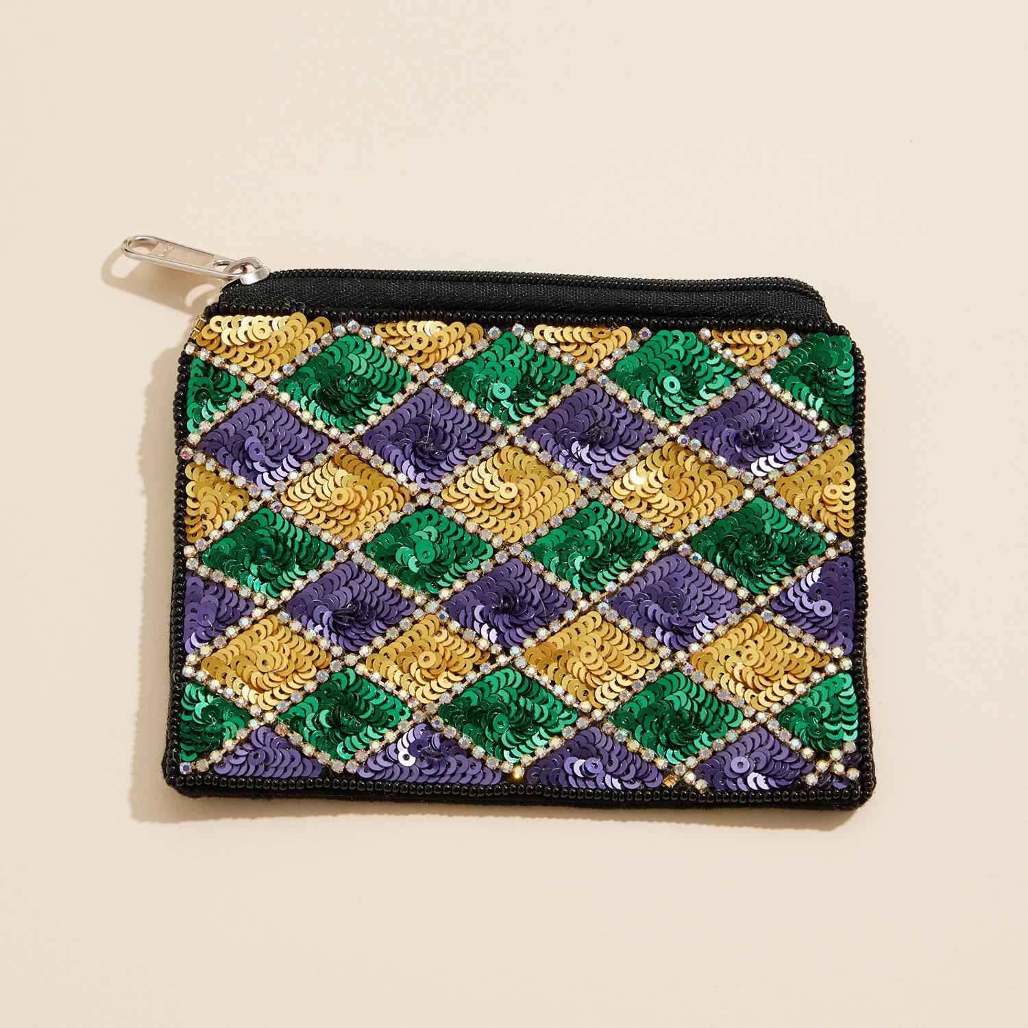 Sequin Harlequin Diamond Pouch – Mardi Gras Edition