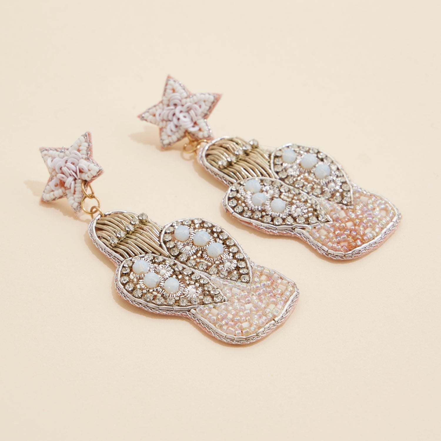 Christmas Angel Seed Beaded Dangling Earrings
