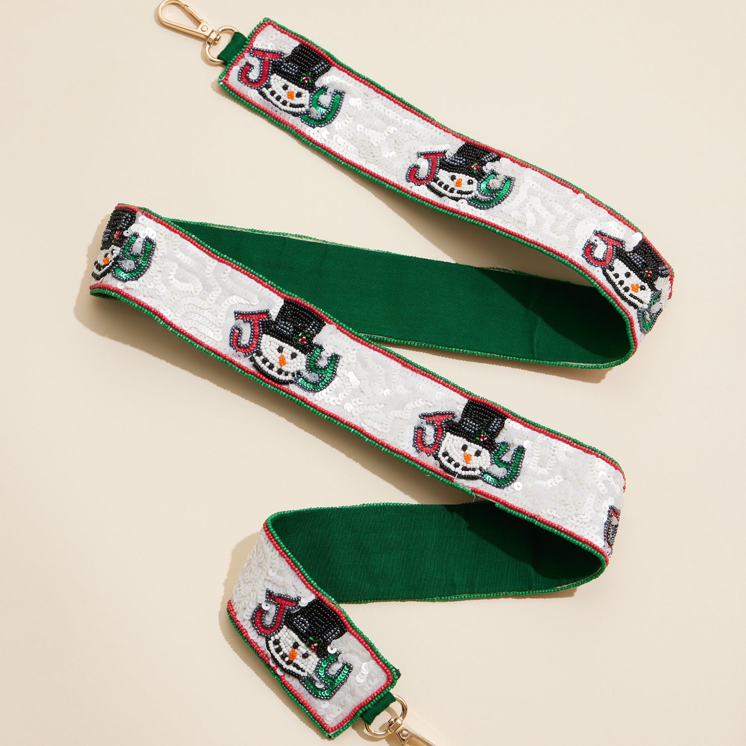 Joyful Snowman Christmas Beaded Bag Strap