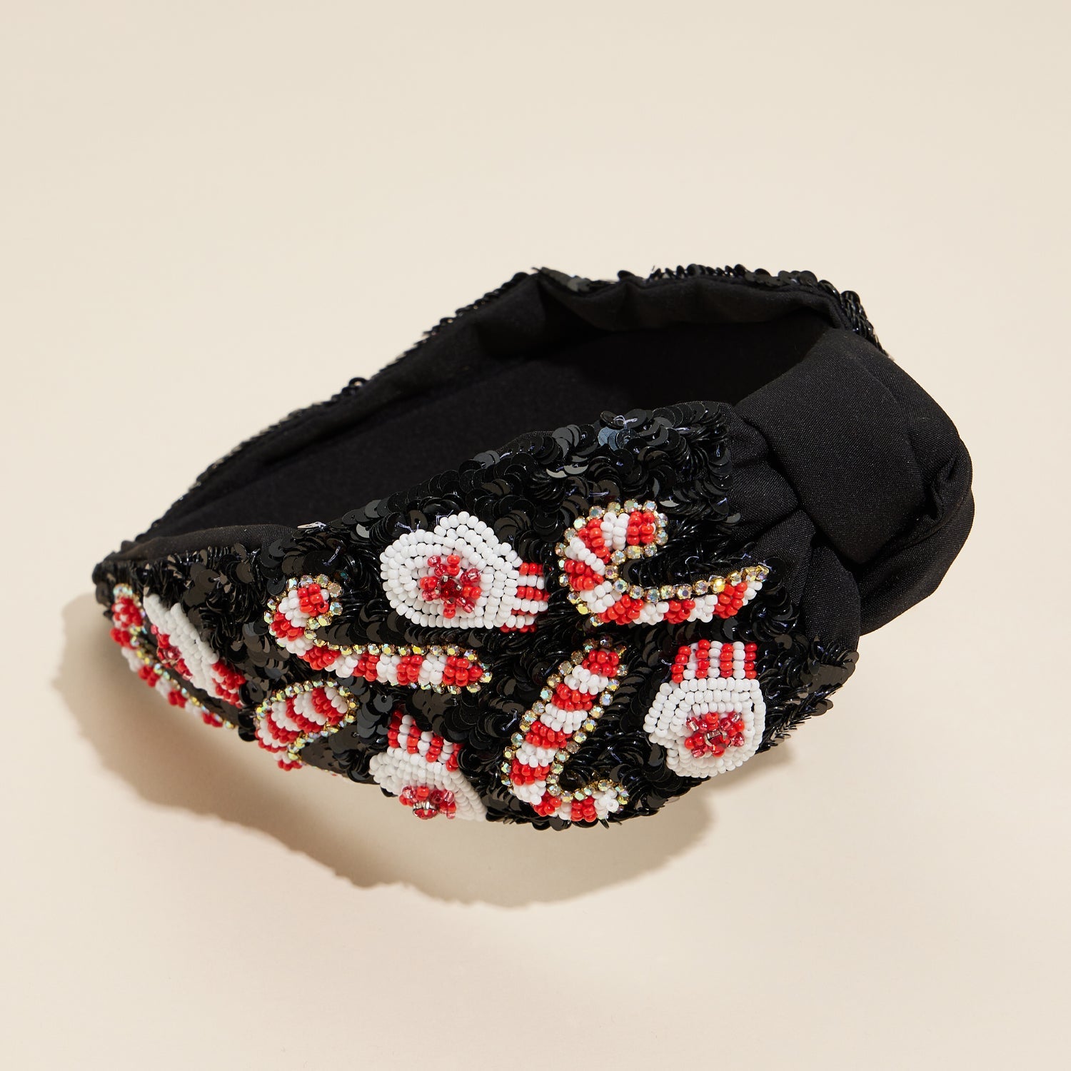 Beaded Candy Cane & Mitten Headband | Holiday Statement Headband