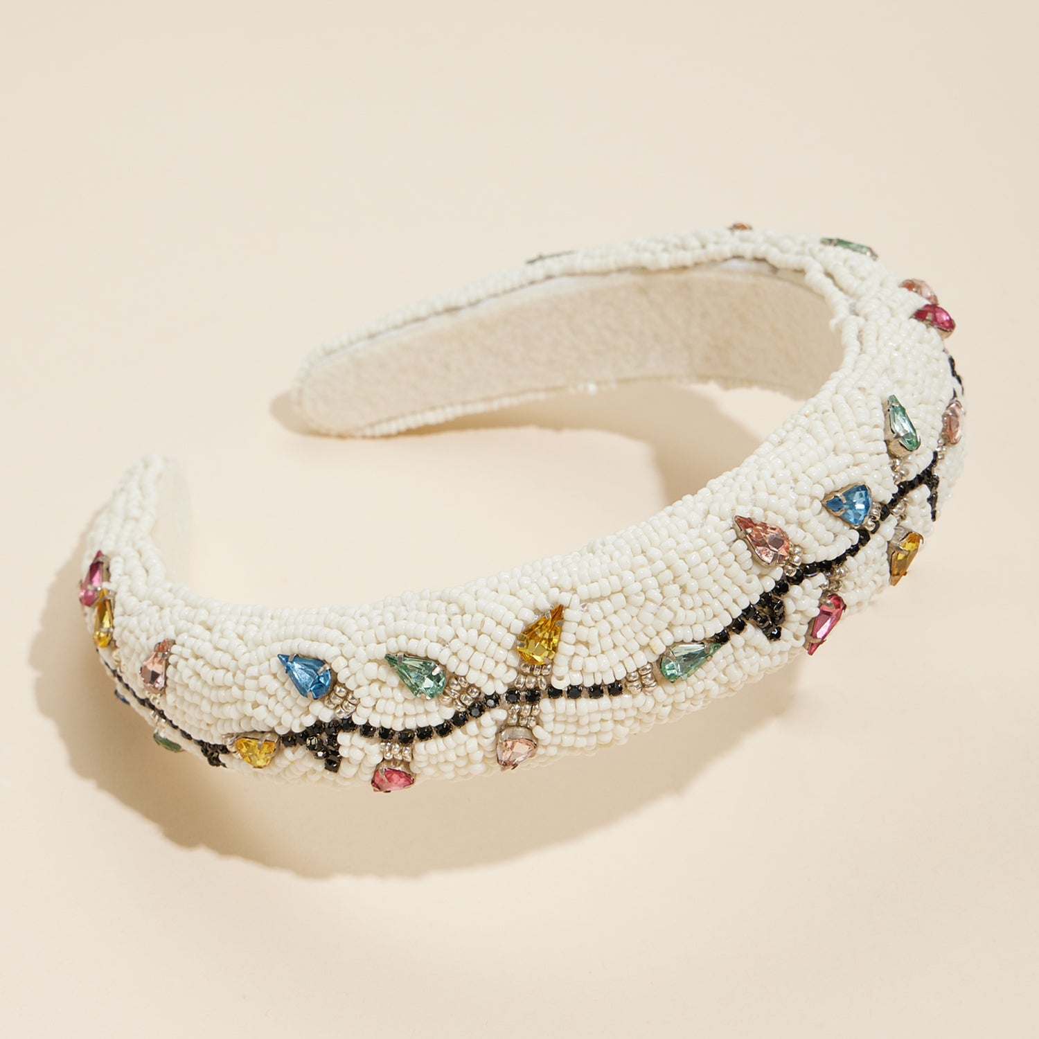 Beaded Holiday Light Headband | Christmas Statement Headband
