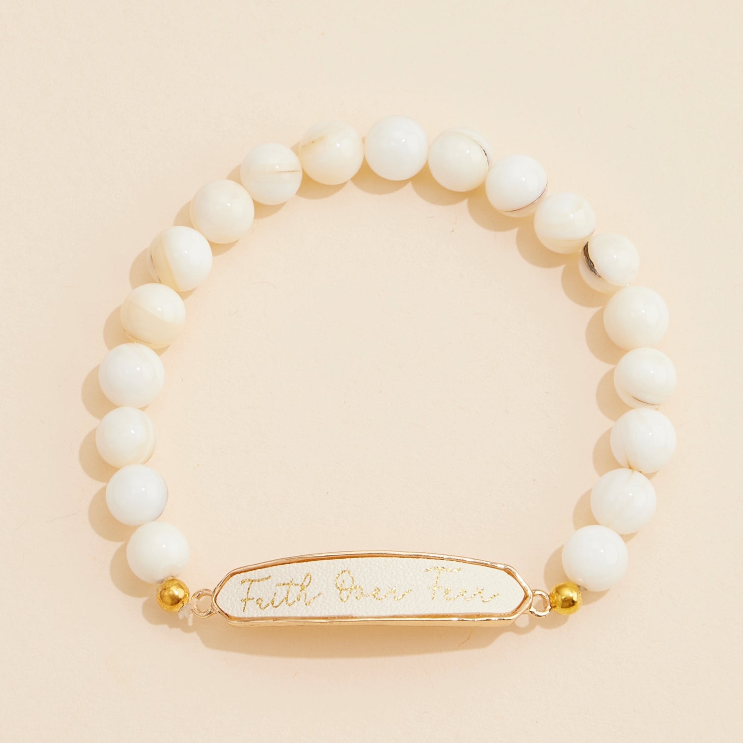 Faith Over Fear Natural Stone Beaded Bracelet