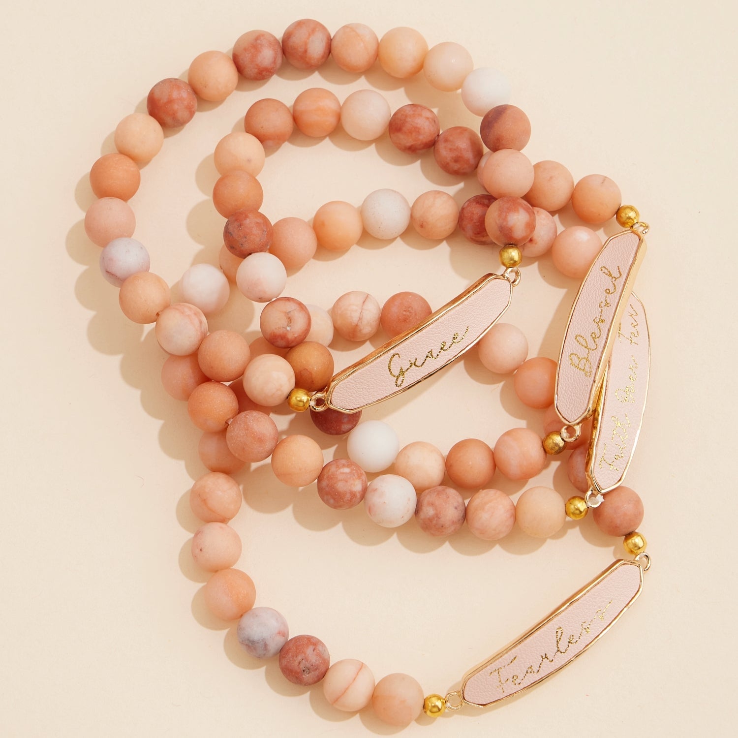 Faith Over Fear Natural Stone Beaded Bracelet