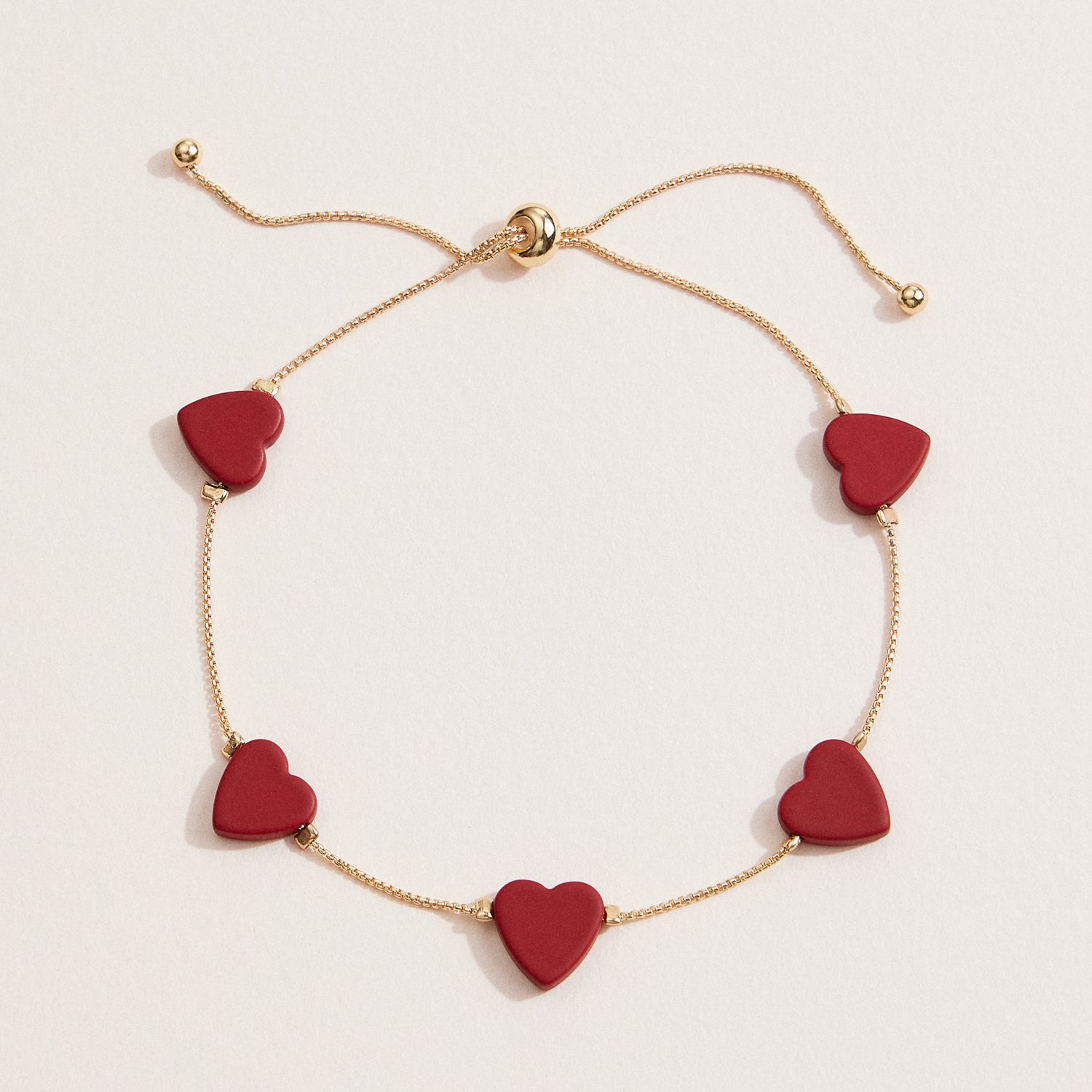 Gold Adjustable Heart Charm Chain Bracelet