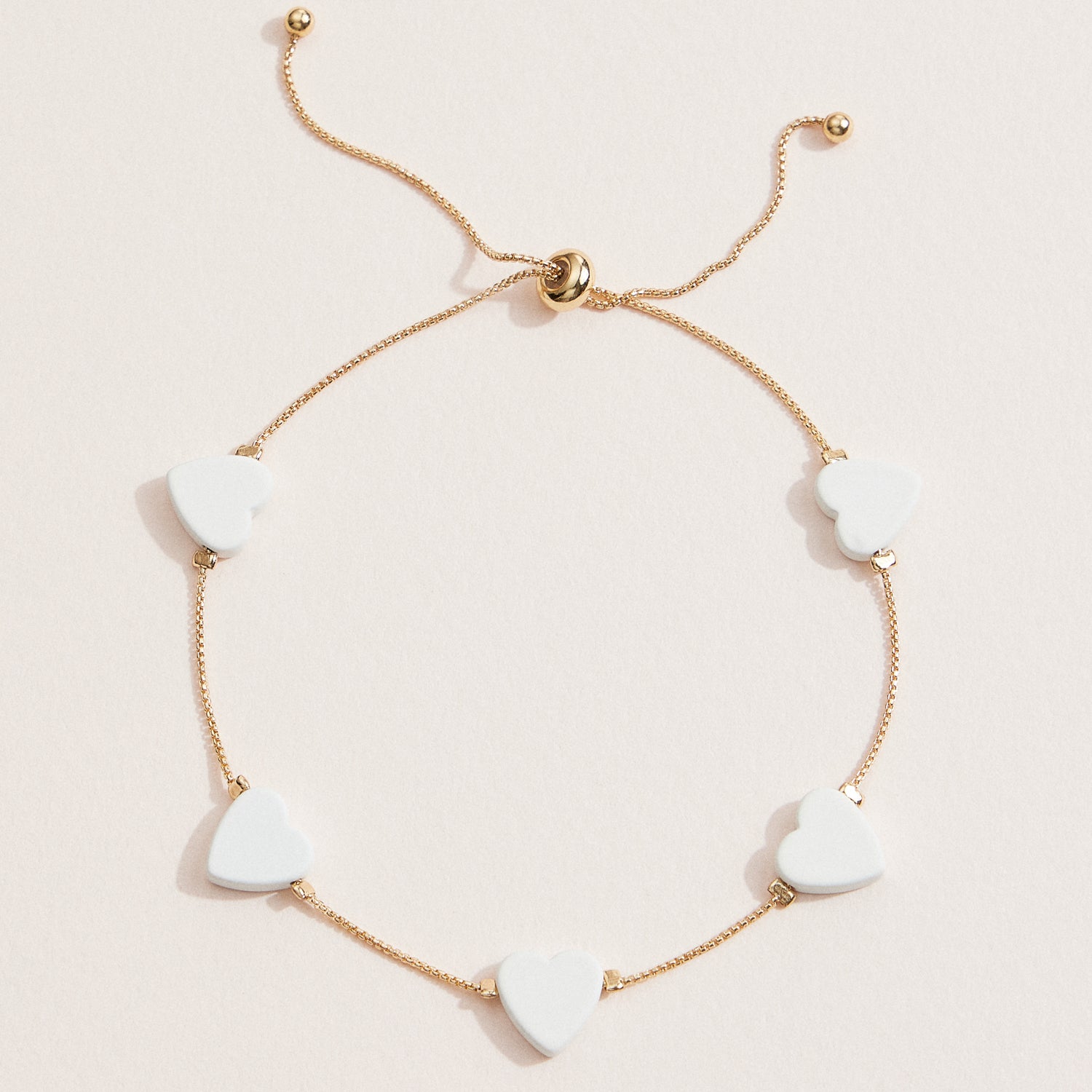 Gold Adjustable Heart Charm Chain Bracelet