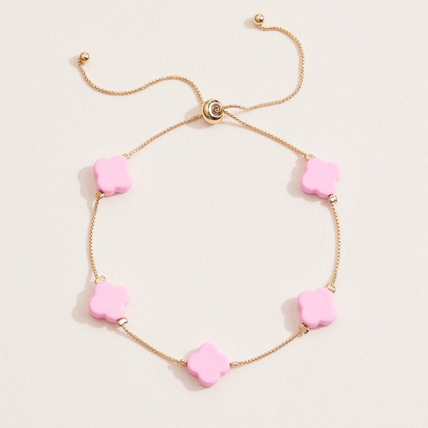 Four-Leaf Clover Charm Bracelet – Adjustable Chain with Color Accents