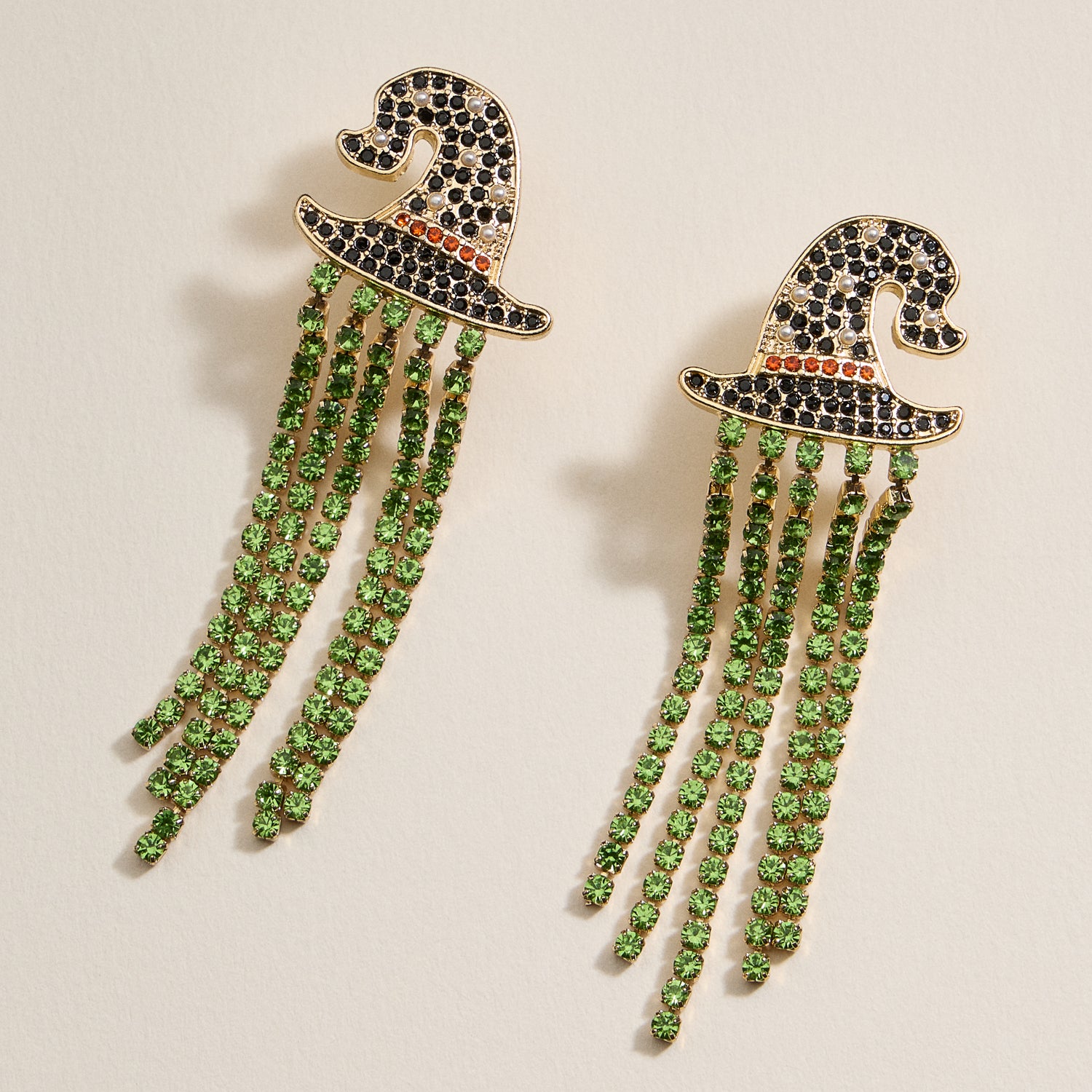 Halloween Witch Hat Rhinestone Dangling Earrings