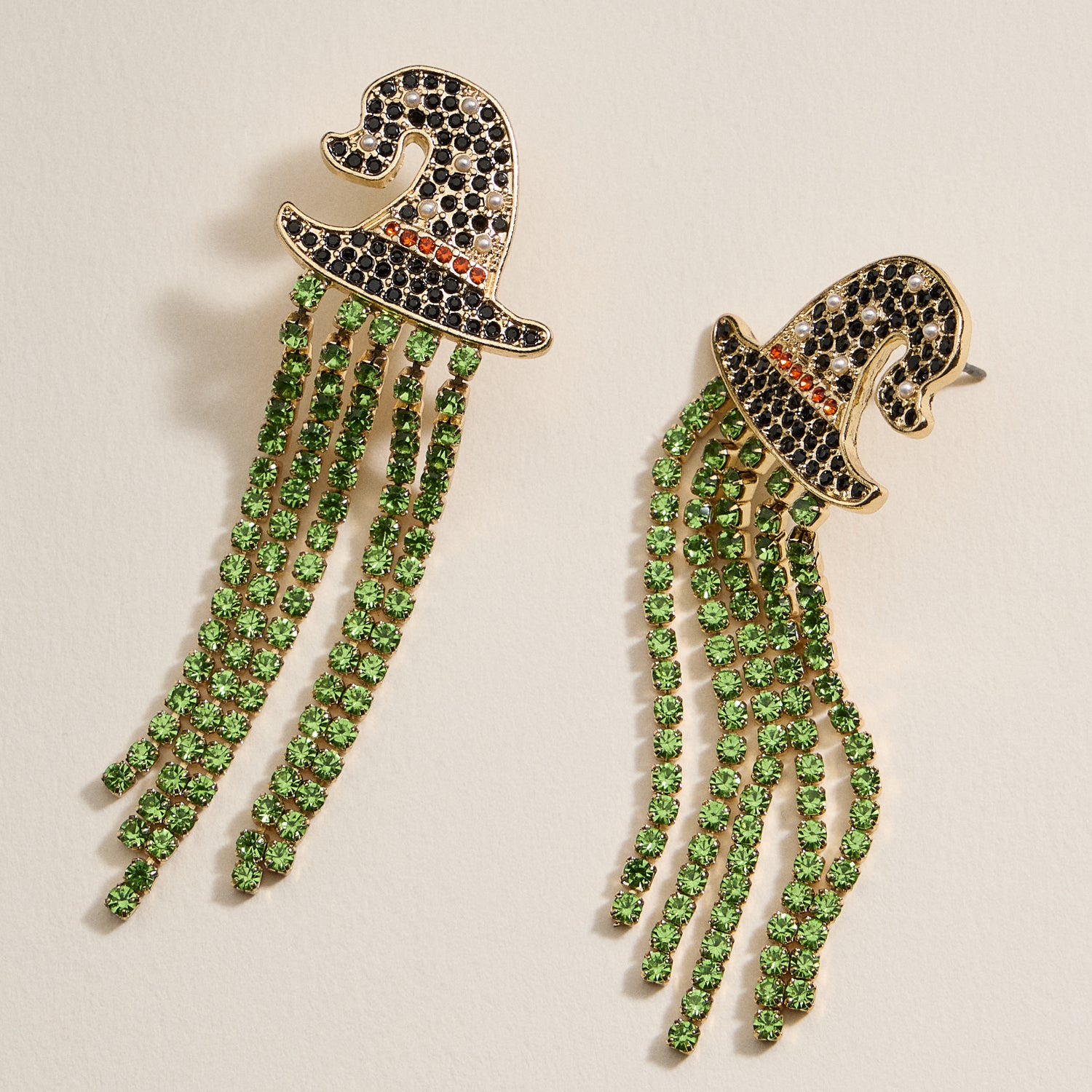 Halloween Witch Hat Rhinestone Dangling Earrings