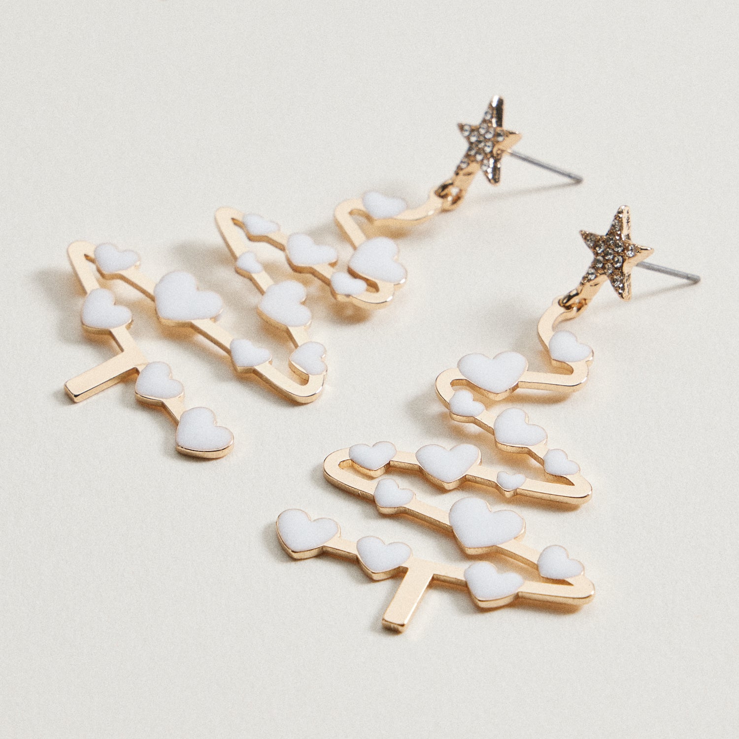 Christmas Tree & Hearts | Dangling Earrings