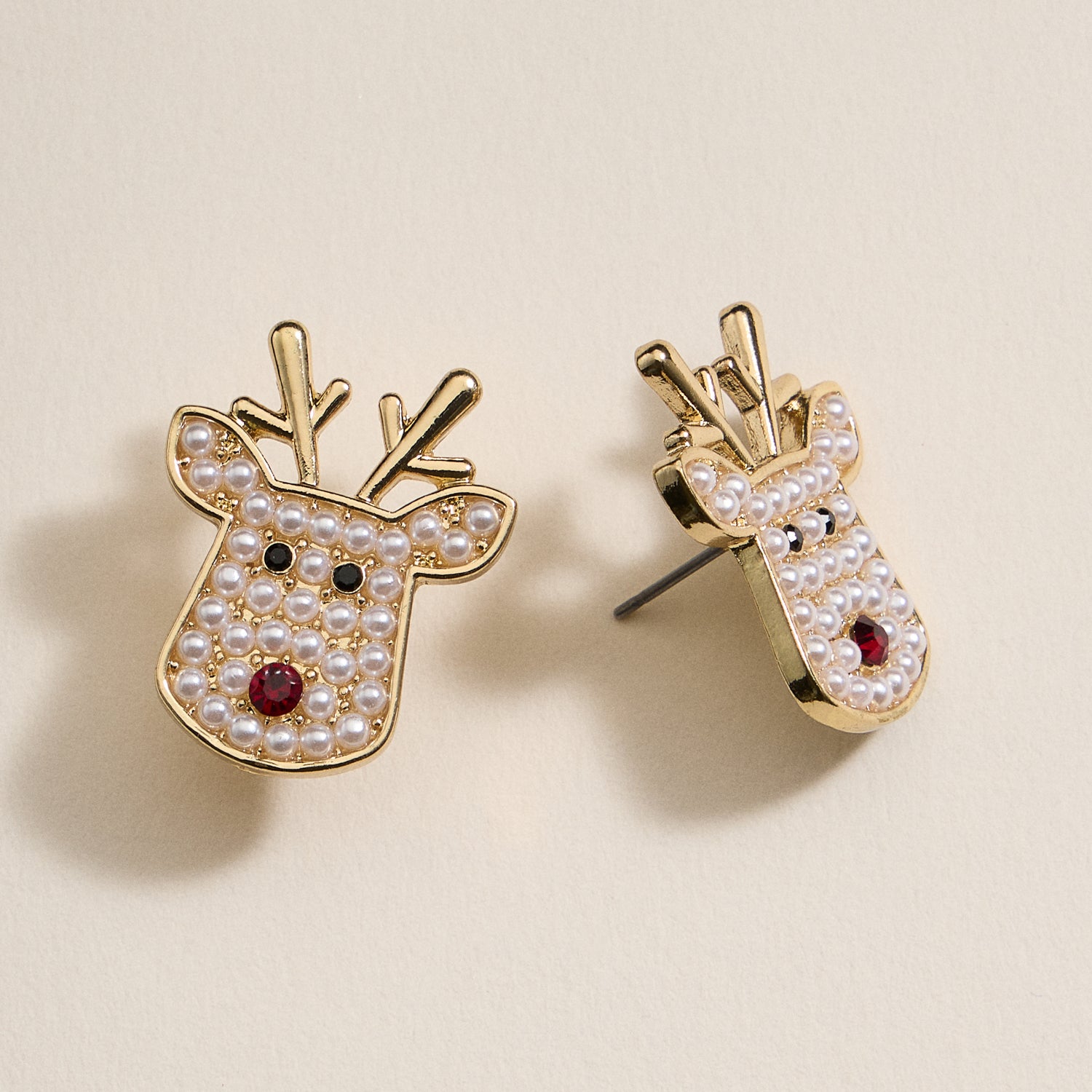 Christmas Rudolph Head Stud Earrings