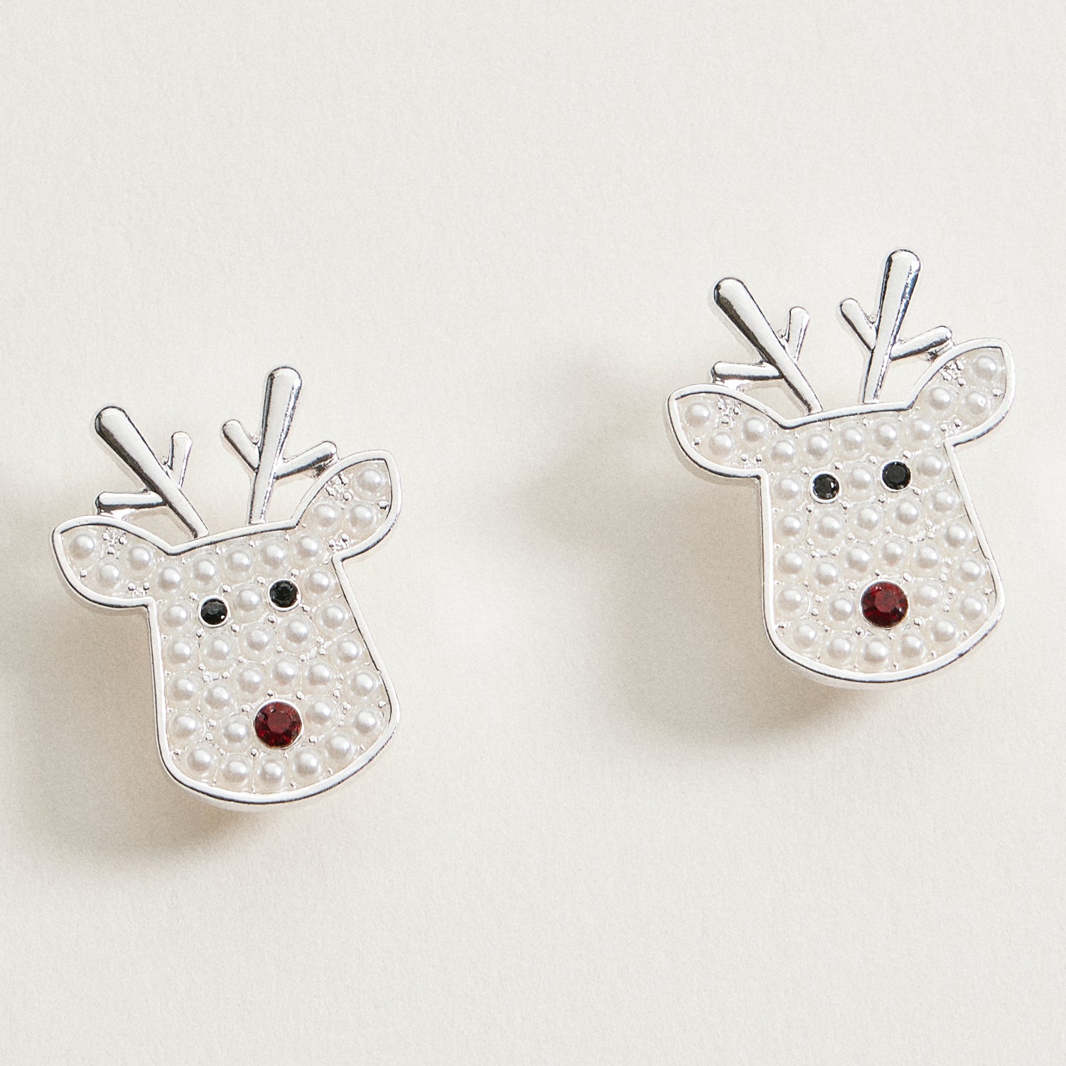 Pearl Reindeer Stud Earrings | Holiday Christmas Earrings