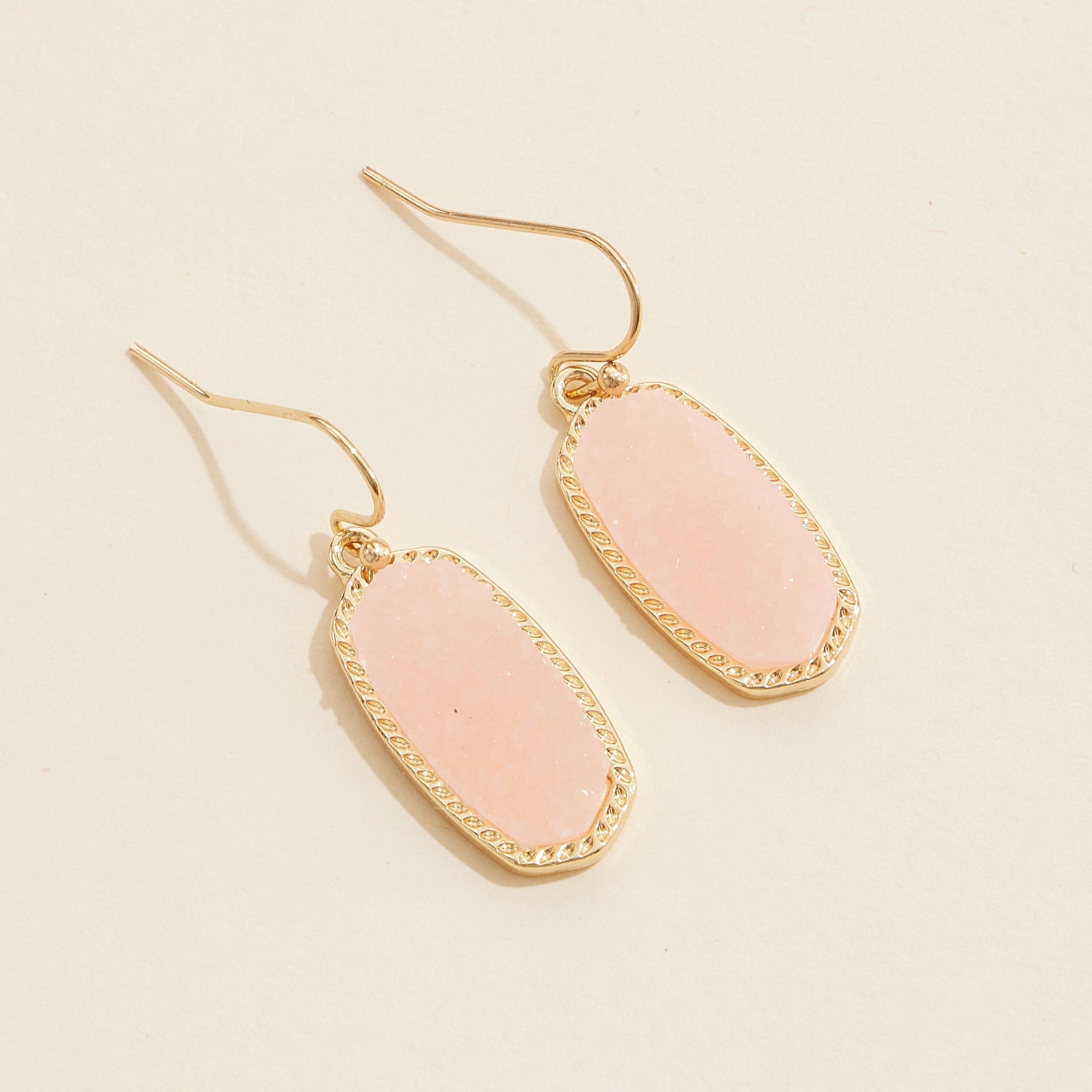 Oval Druzy Stone Elegant Drop Earrings - Frem
