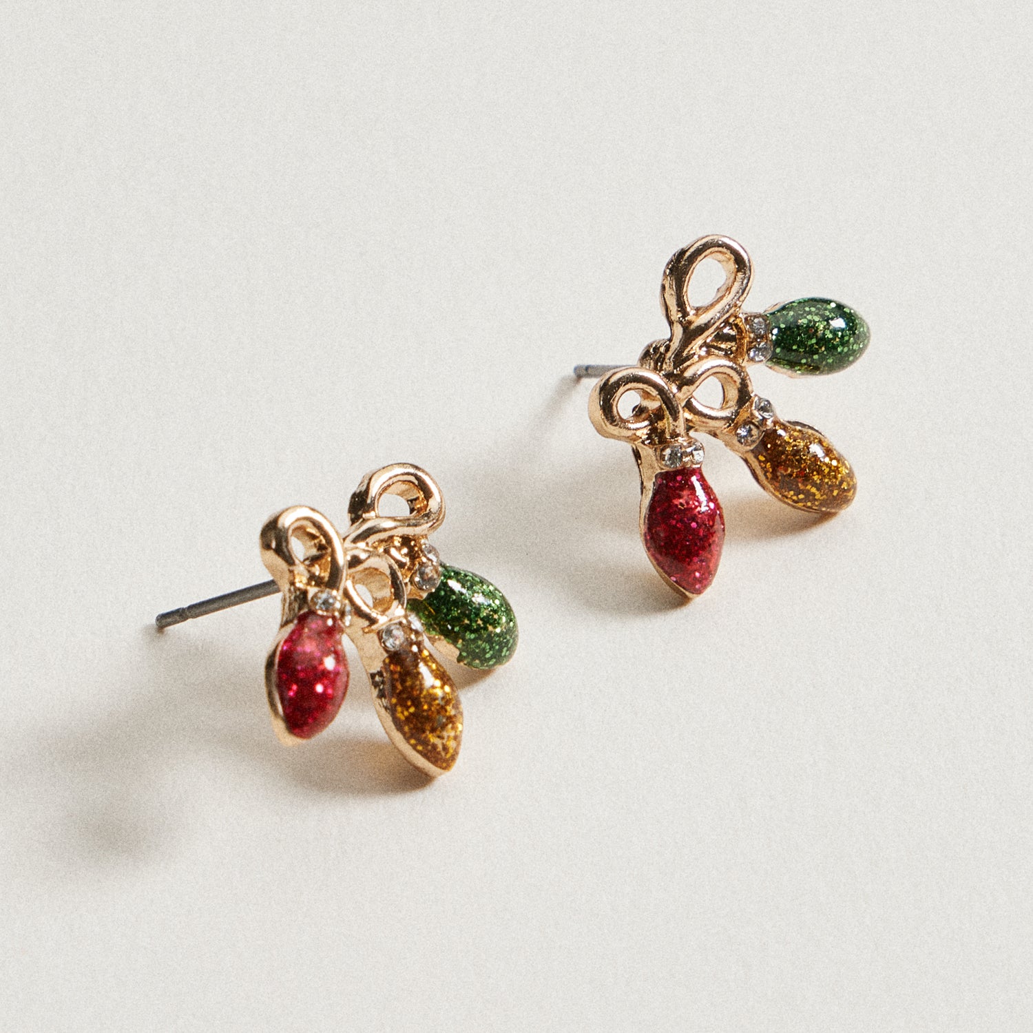 Glitter Christmas Light Stud Earrings