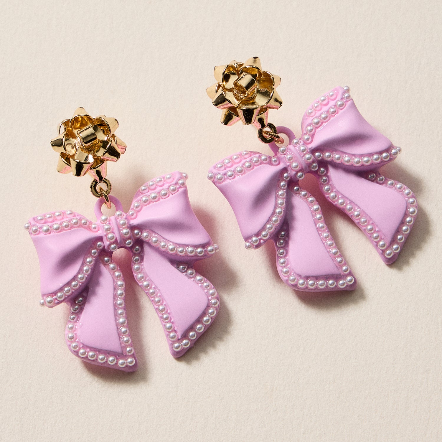 Christmas Bow Enamel Dangling Earrings