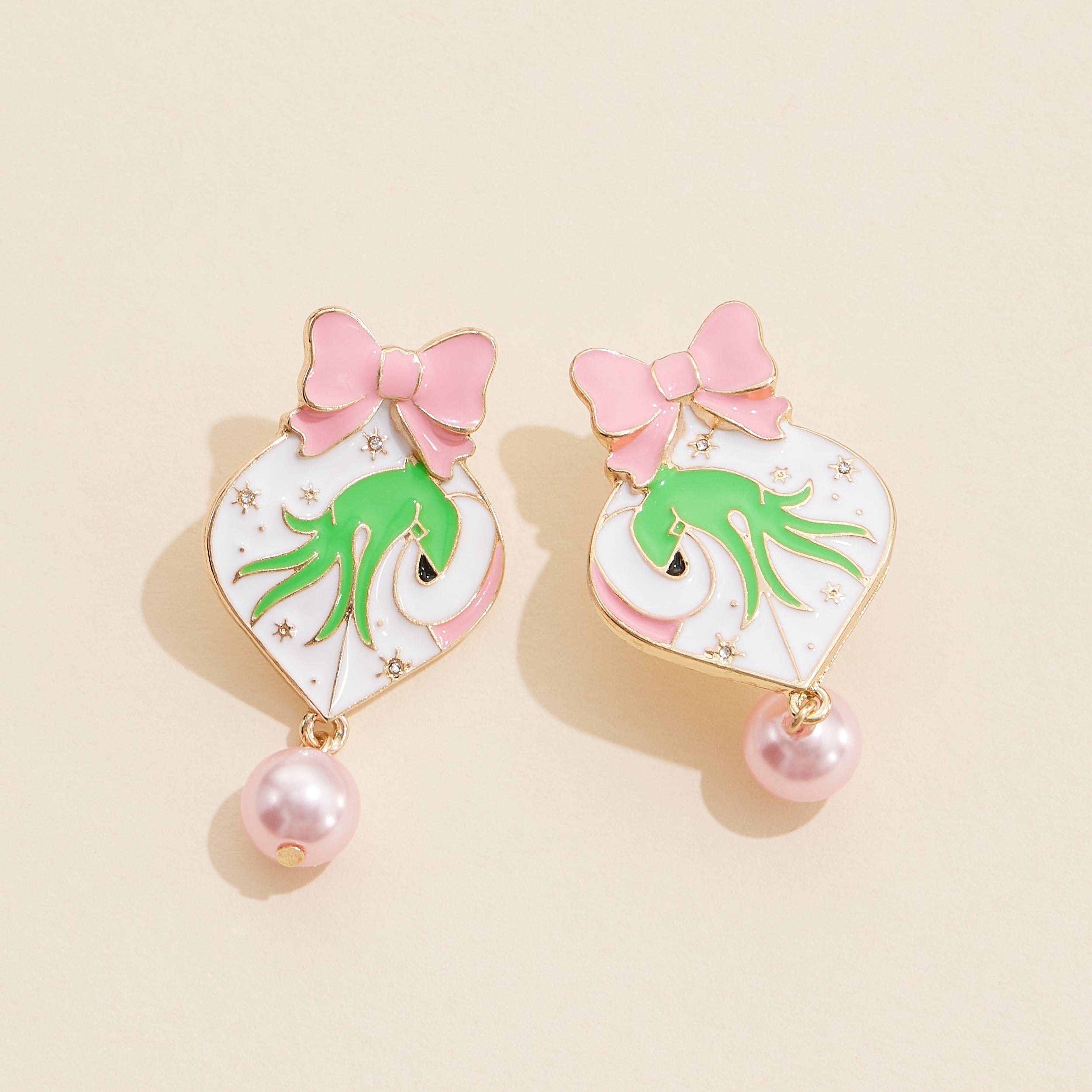 Christmas Ball & Green Monster Dangling Earrings - Frem