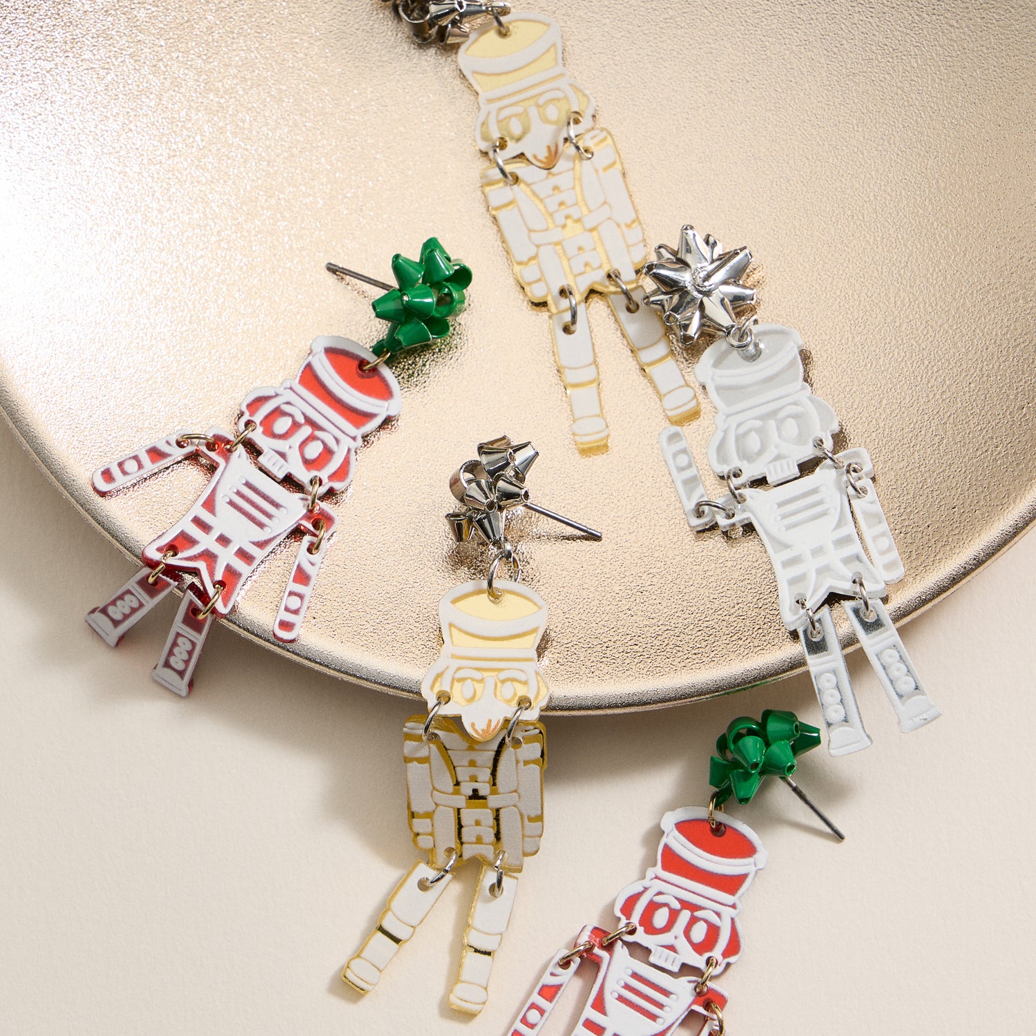 Regal Nutcracker Holiday Drop Earrings