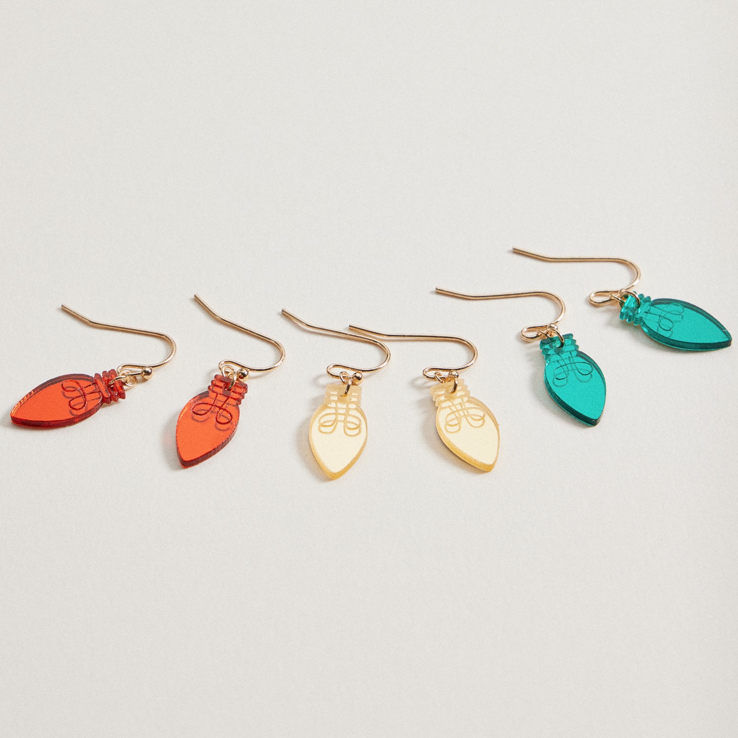 Christmas Light Bulb Drop Earrings | Acrylic Dangles