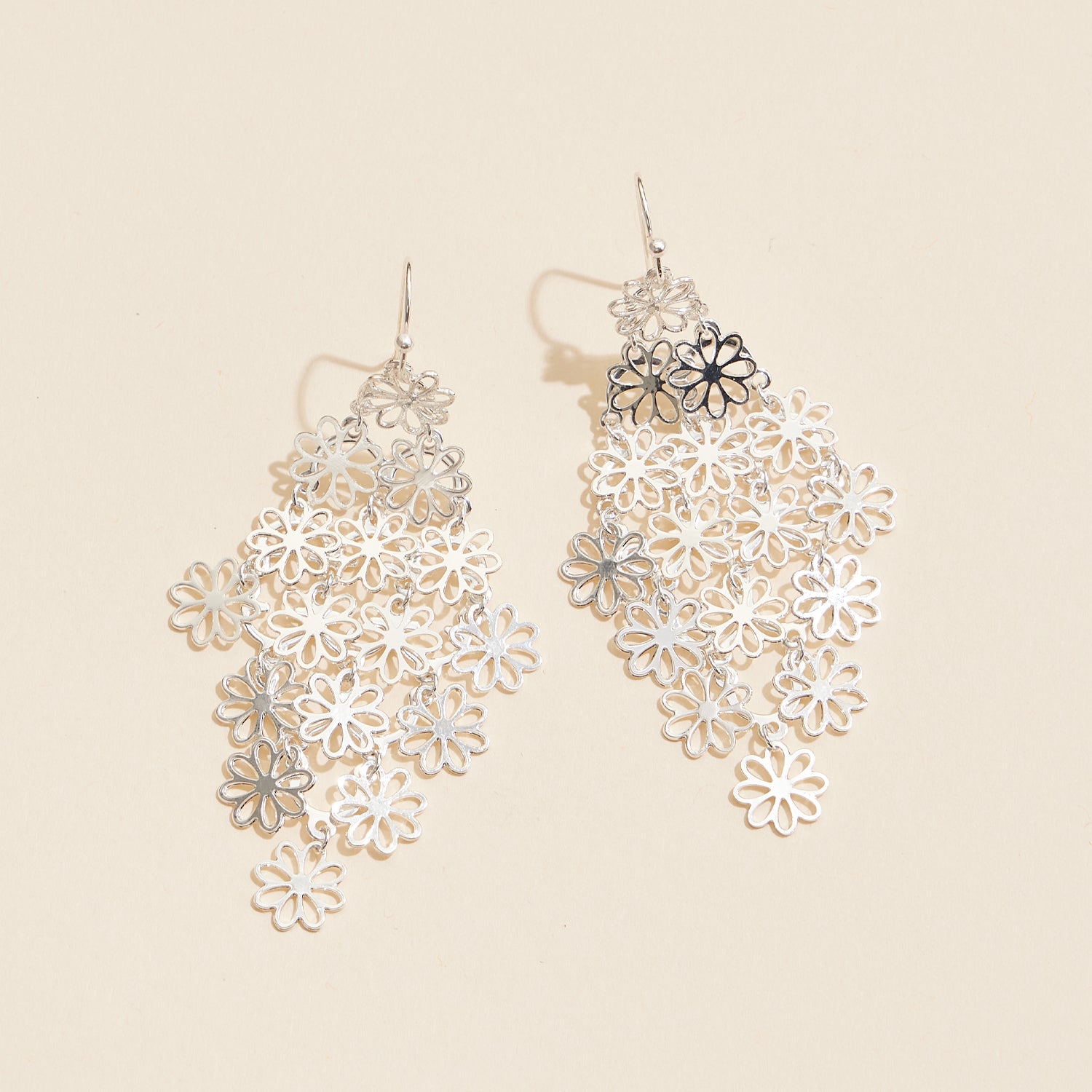 Elegant Wooden Filigree Earrings with Floral Drop Design - Frem
