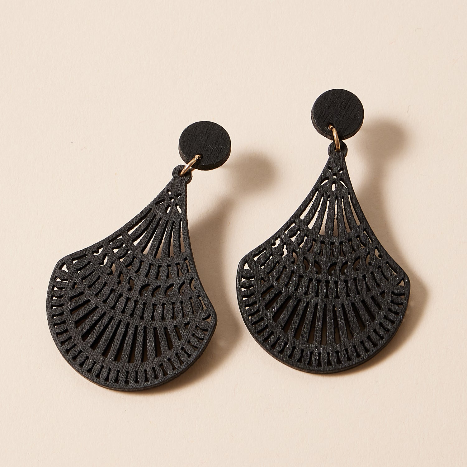 Boho Fan Drop Earrings | Lightweight Wood Statement Jewelry