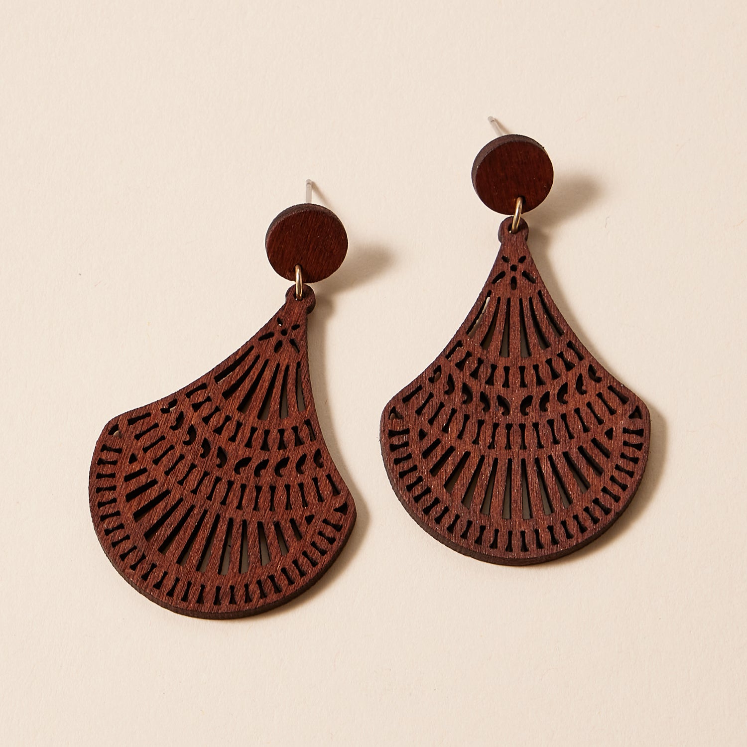 Boho Fan Drop Earrings | Lightweight Wood Statement Jewelry