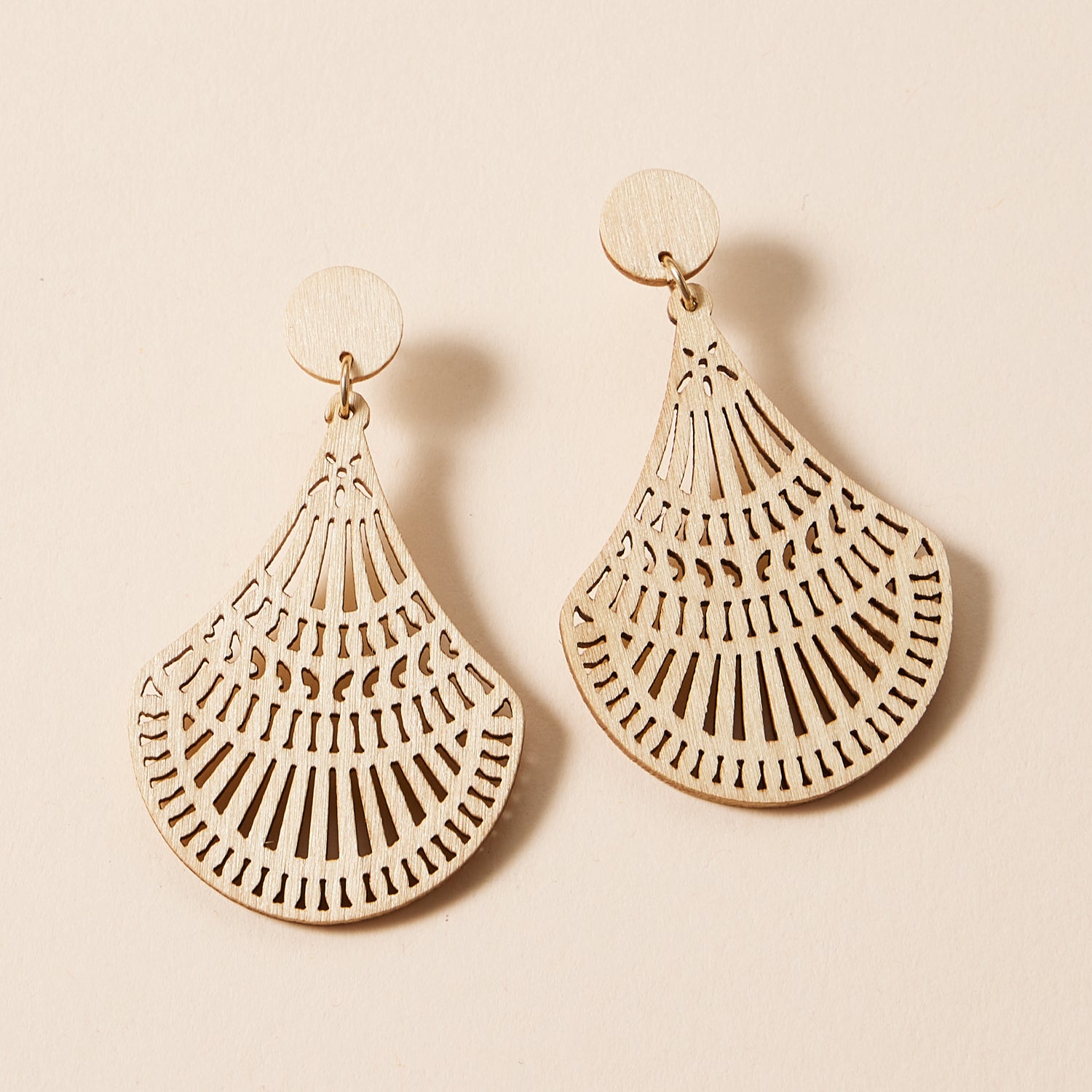 Boho Fan Drop Earrings | Lightweight Wood Statement Jewelry