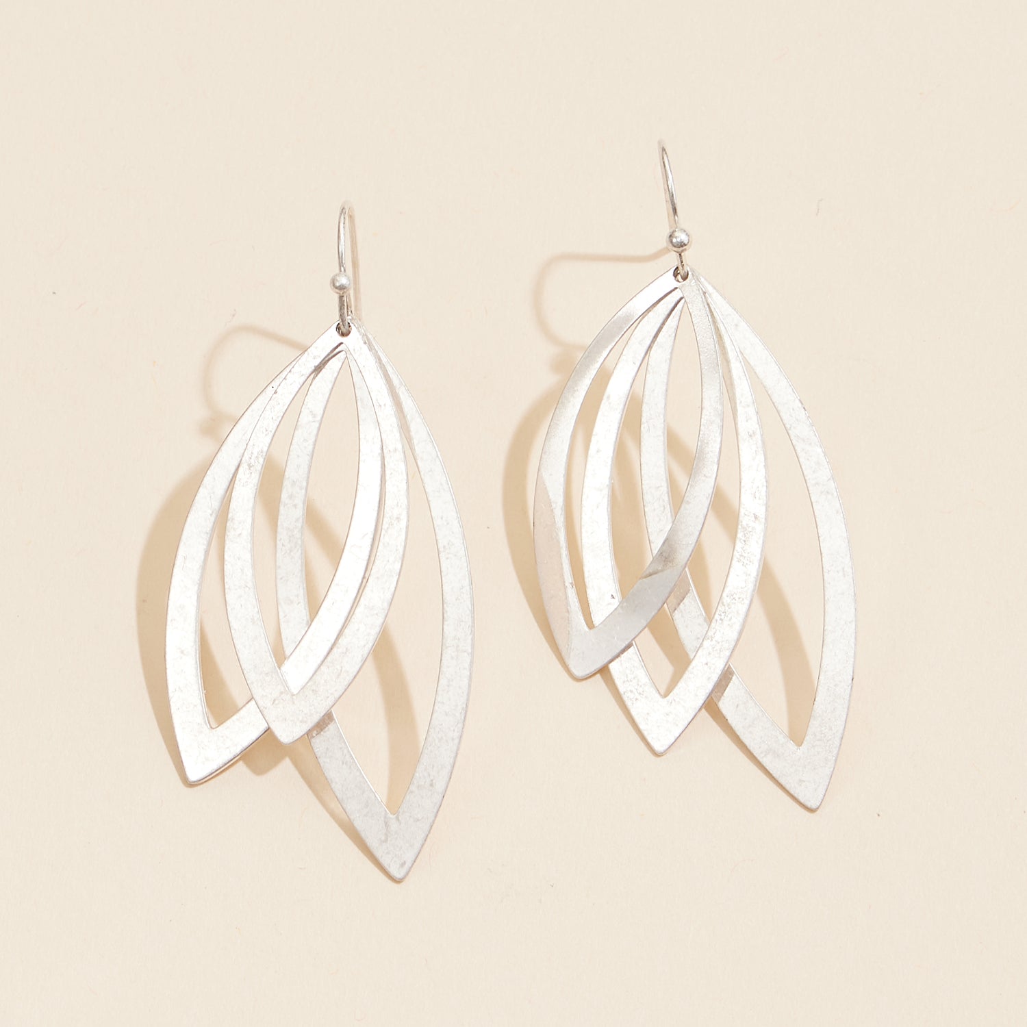 Elegant Layered Leaf Earrings in Gold & Silver Tones