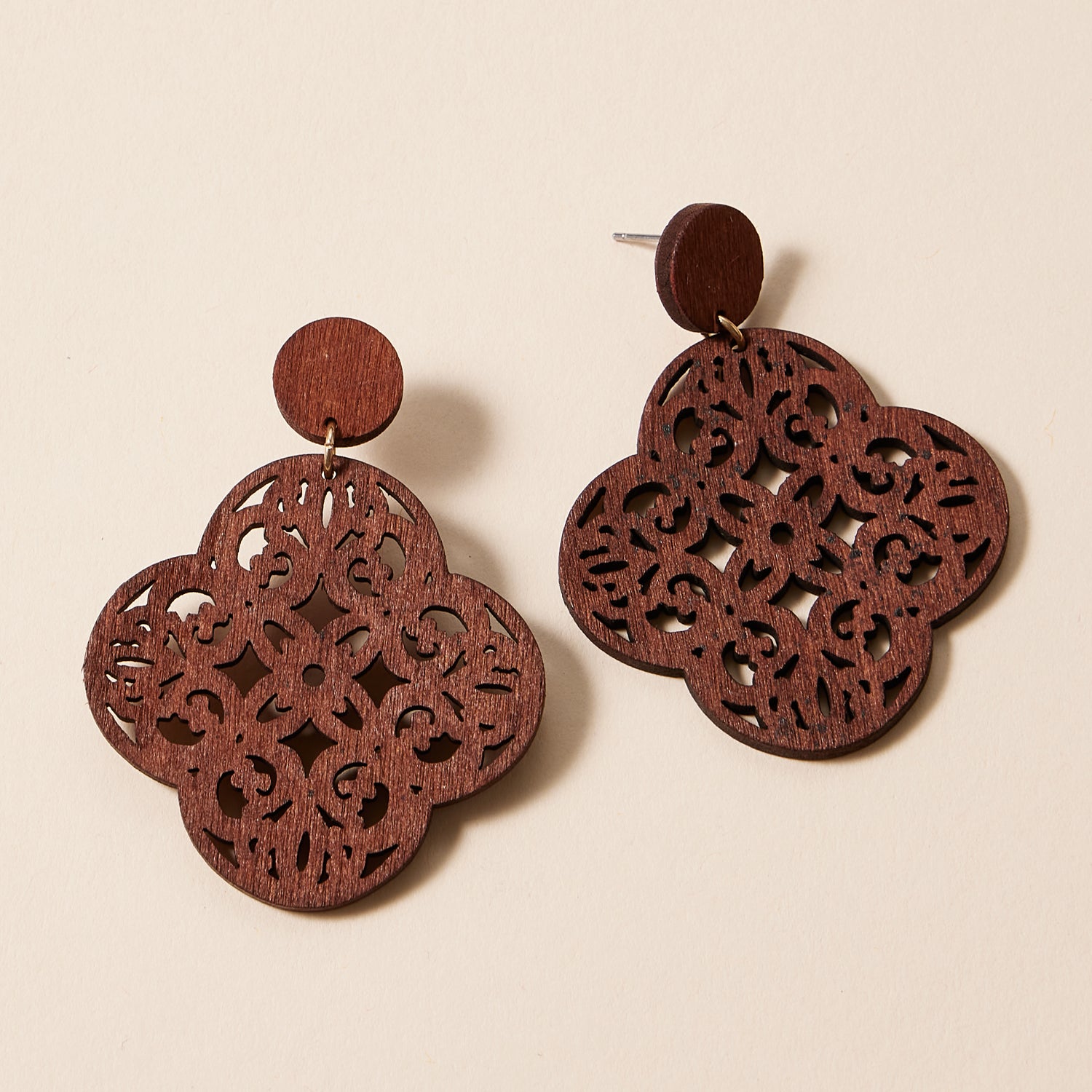 Elegant Ornate Filigree Earrings in Earthy Tones - Frem