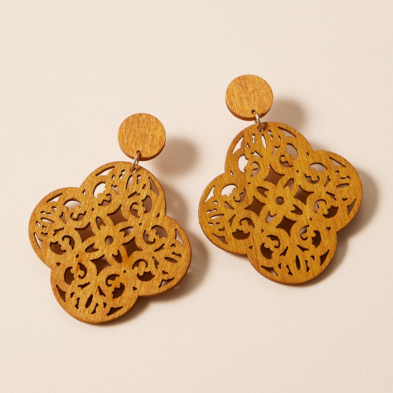 Elegant Ornate Filigree Earrings in Earthy Tones - Frem