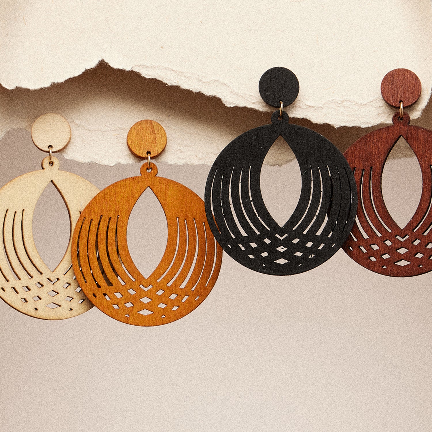 Modern Geometric Circle | Earrings in Earthy Tones