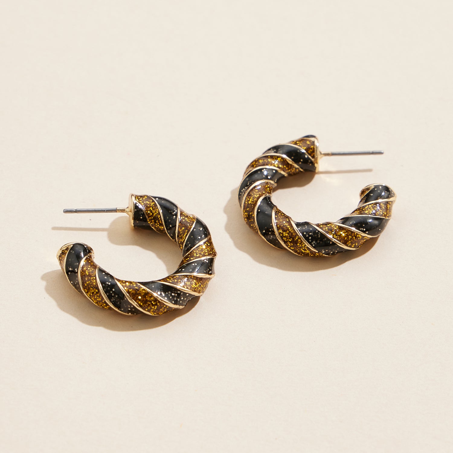 Elegant Swirl Glitter Hoop Earrings – Mardi Gras