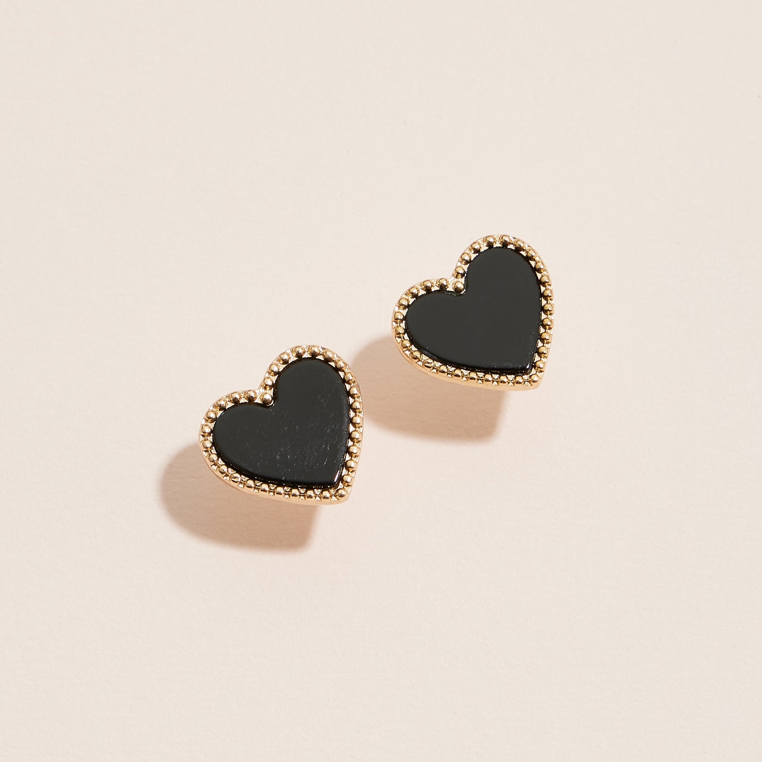 Gold Heart Stud Earrings with Colorful Enamel Finish