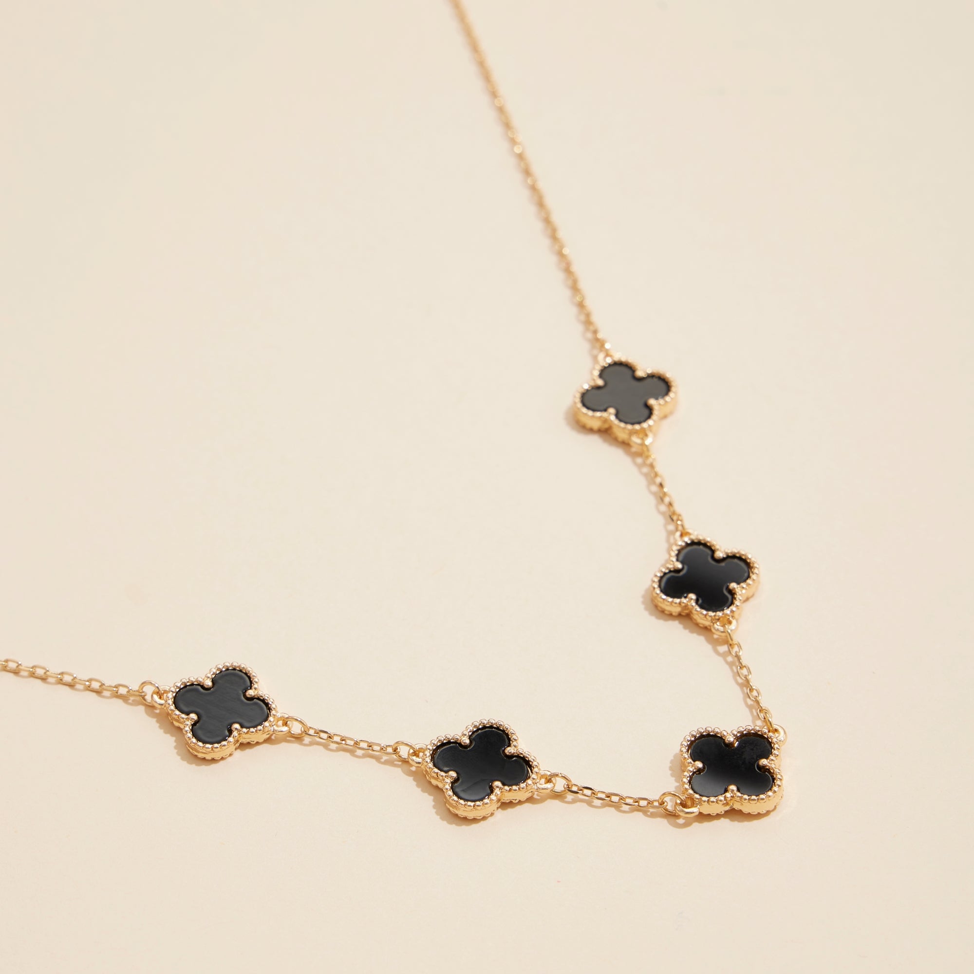 Shell Inlay Charm Necklace with Gold Chain
