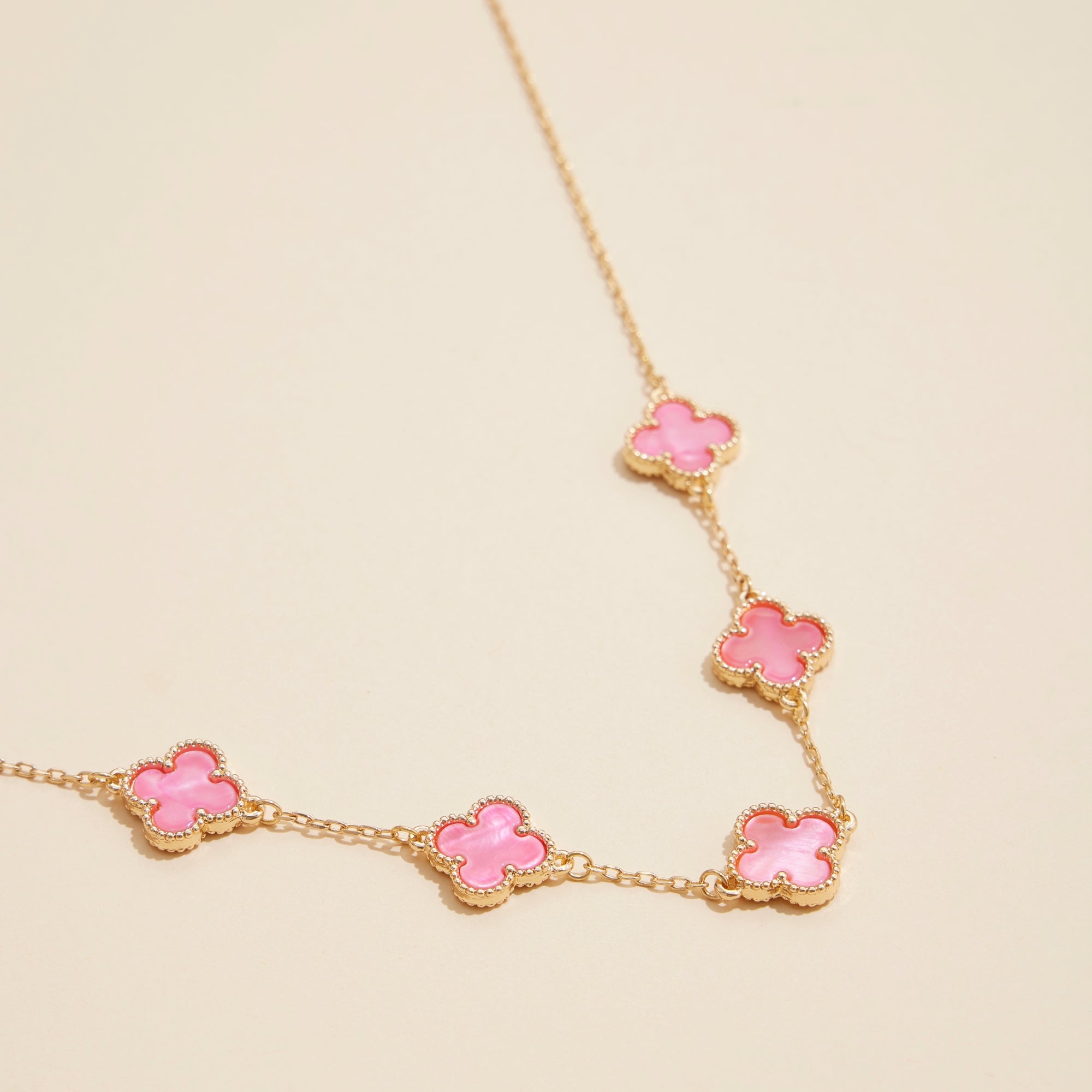 Shell Inlay Charm Necklace with Gold Chain