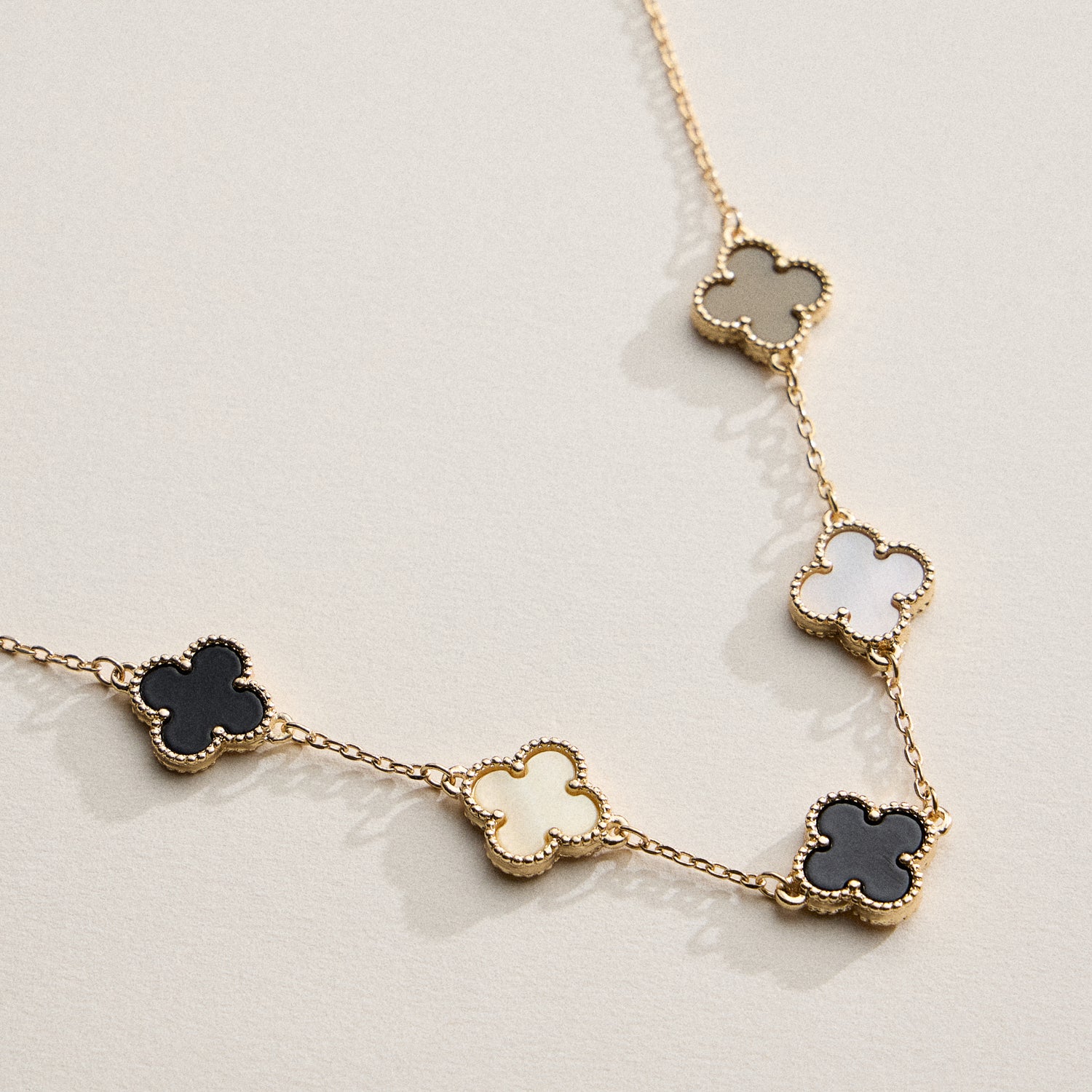 Shell Inlay Charm Necklace with Gold Chain