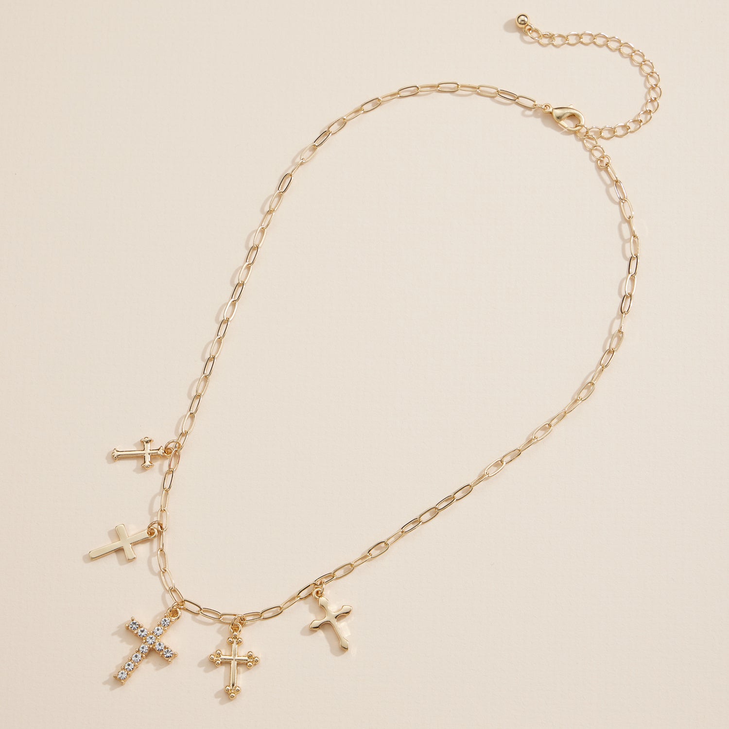 Crystal-Accented Cross Charm Necklace