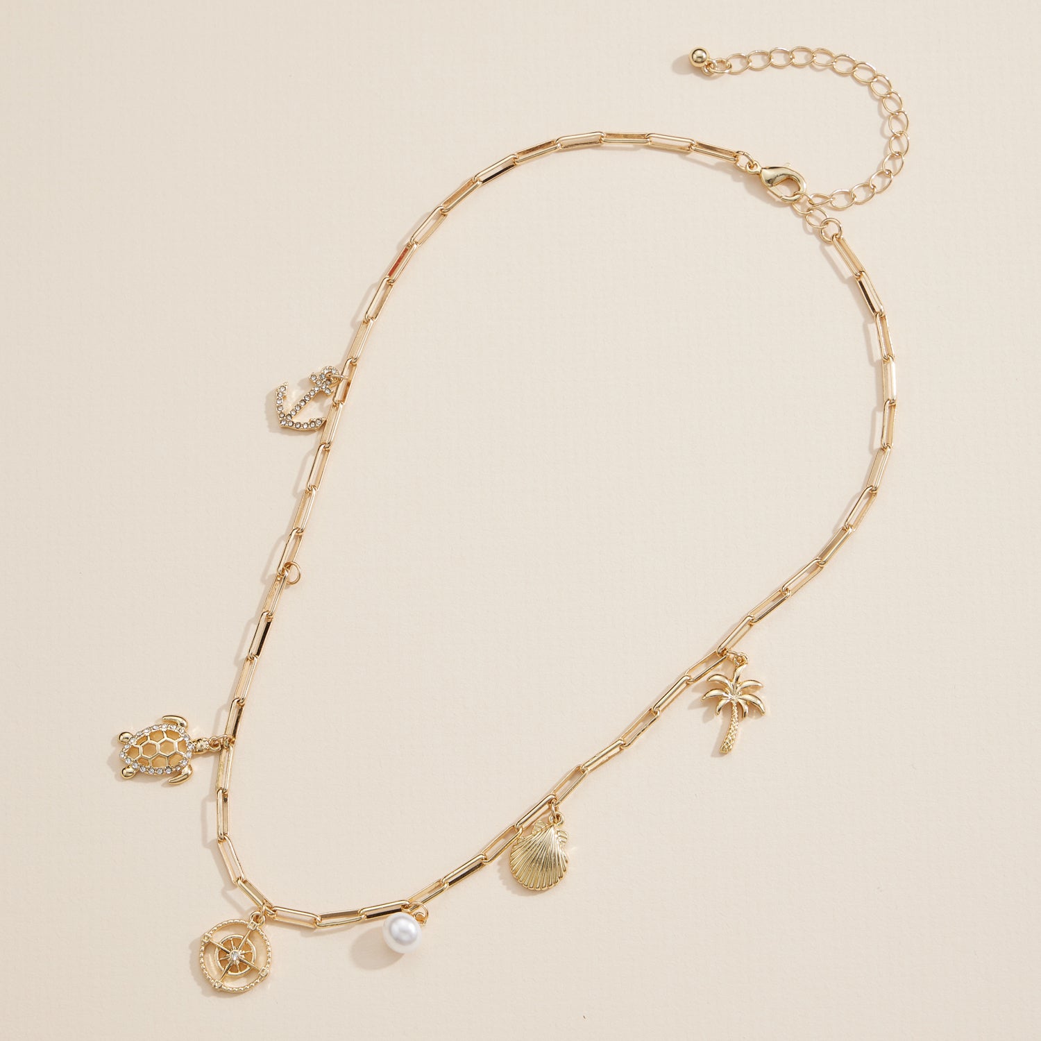 Nautical Charm Necklace with Beach-Inspired Accents