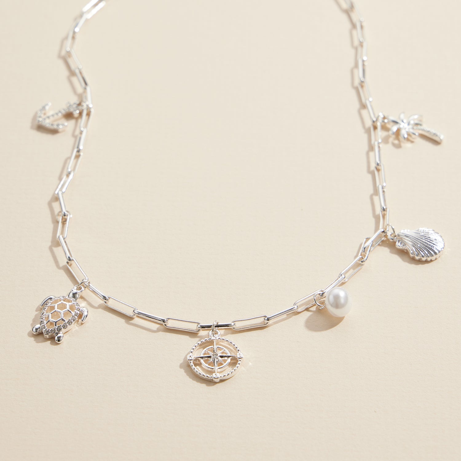 Nautical Charm Necklace with Beach-Inspired Accents