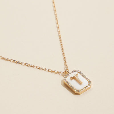 Short Necklace with Initial Shell Charm