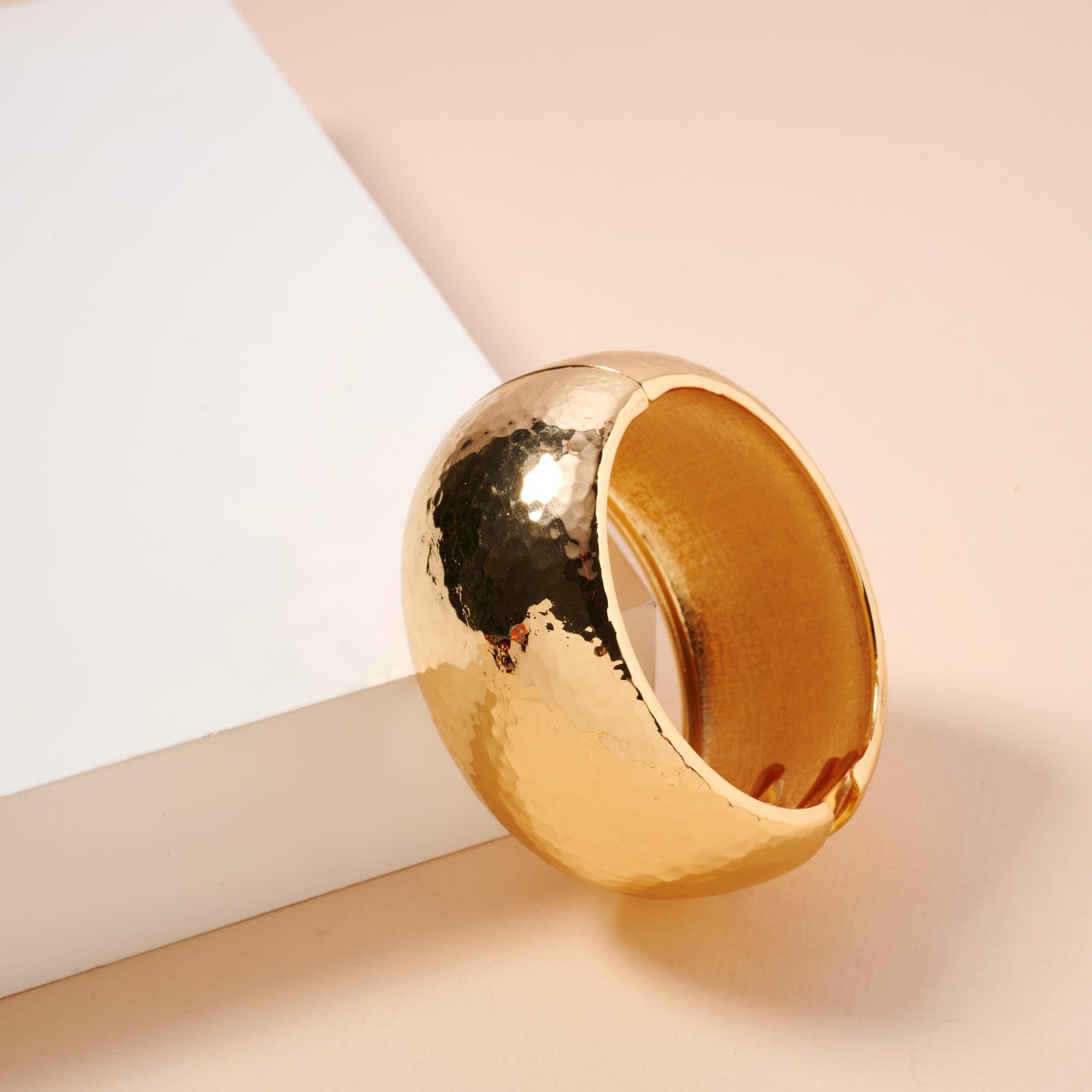 Hammered Alloy Cuff Bracelet | Hammered Hollow Wide 18K Gold Plated Cuff Bracelet - Frem