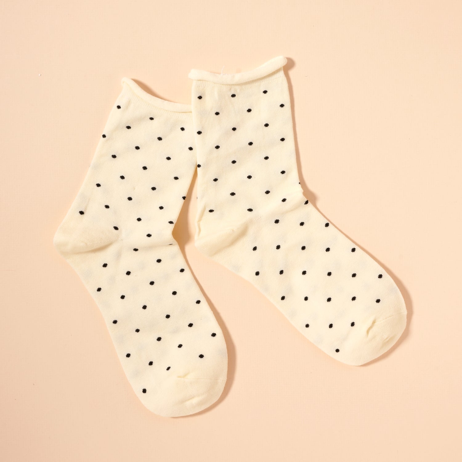 Classic Polka Dot Raw Hem Calf Socks – Assorted Dozen Pack