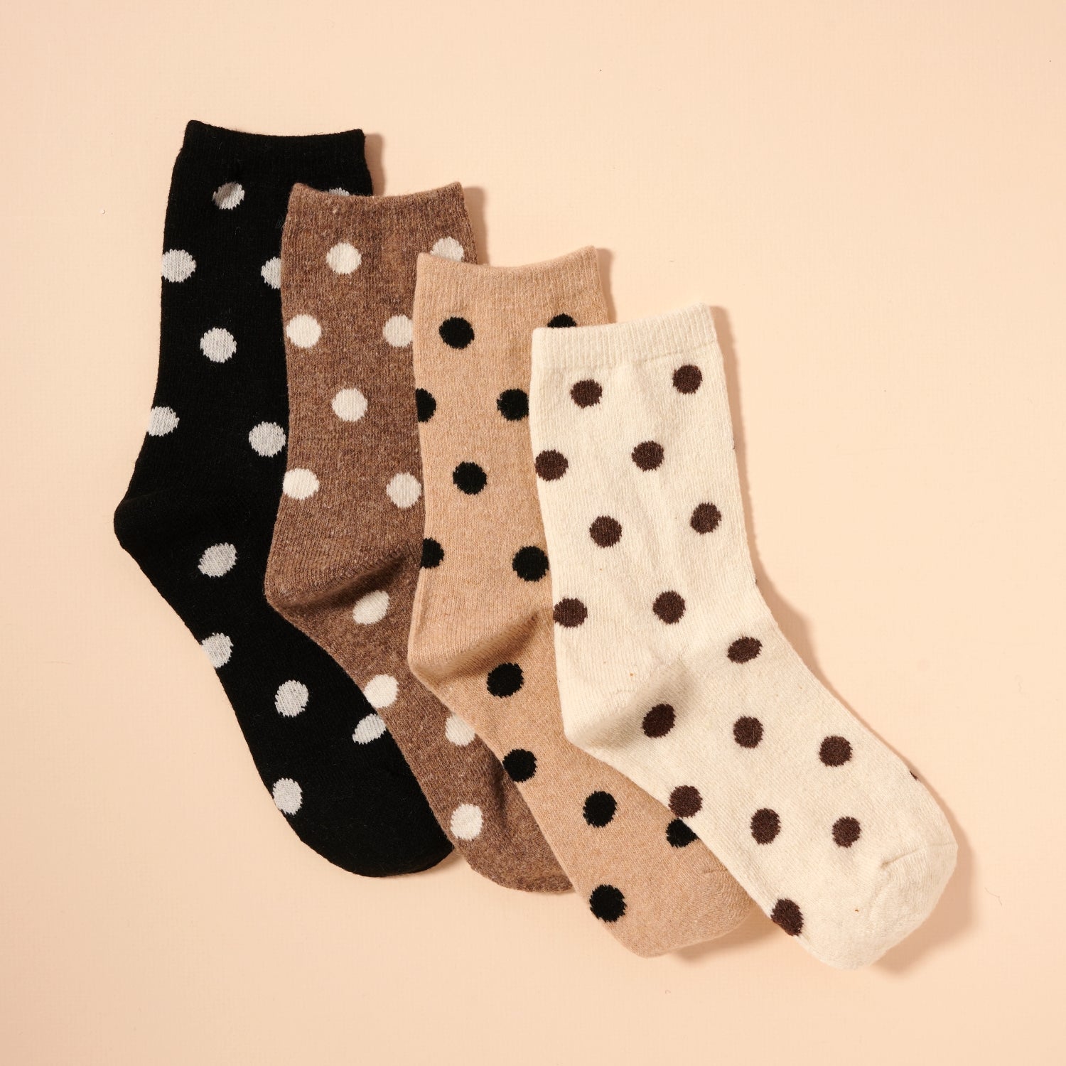 Classic Polka Dot Mid-Calf Socks – Assorted 4-Pack