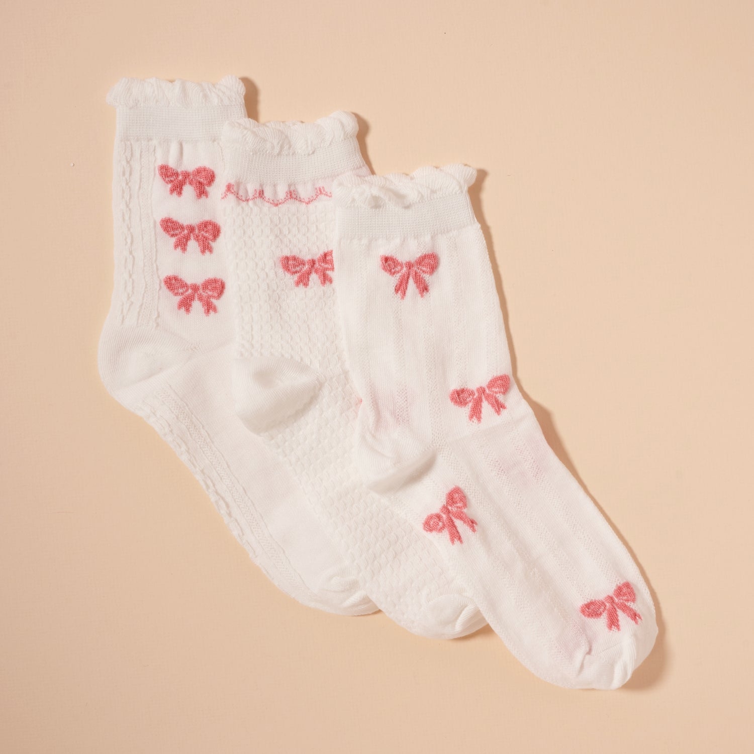 Chic Bow Mid-Calf Socks – Assorted 3-Pack