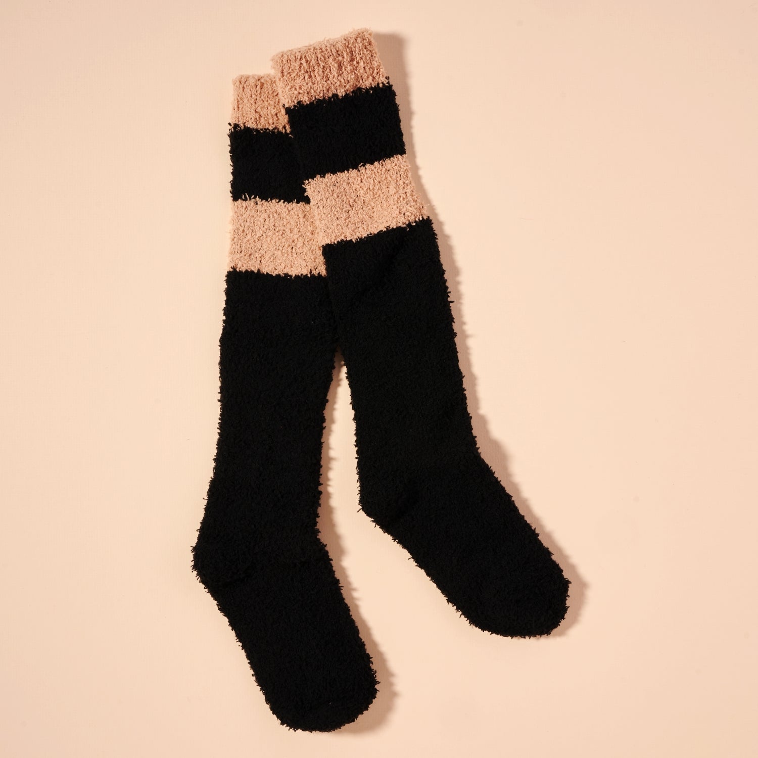 Colorblock Fuzzy Over-the-Knee Socks – Soft Tones