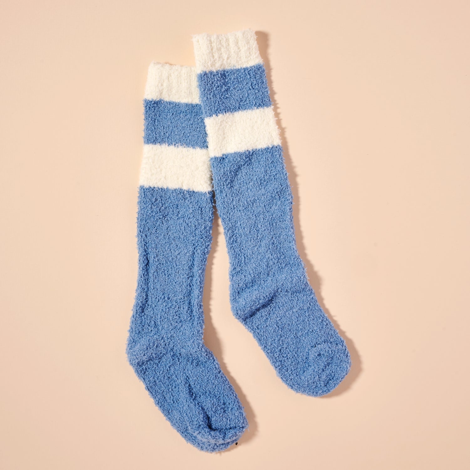 Colorblock Fuzzy Over-the-Knee Socks – Soft Tones
